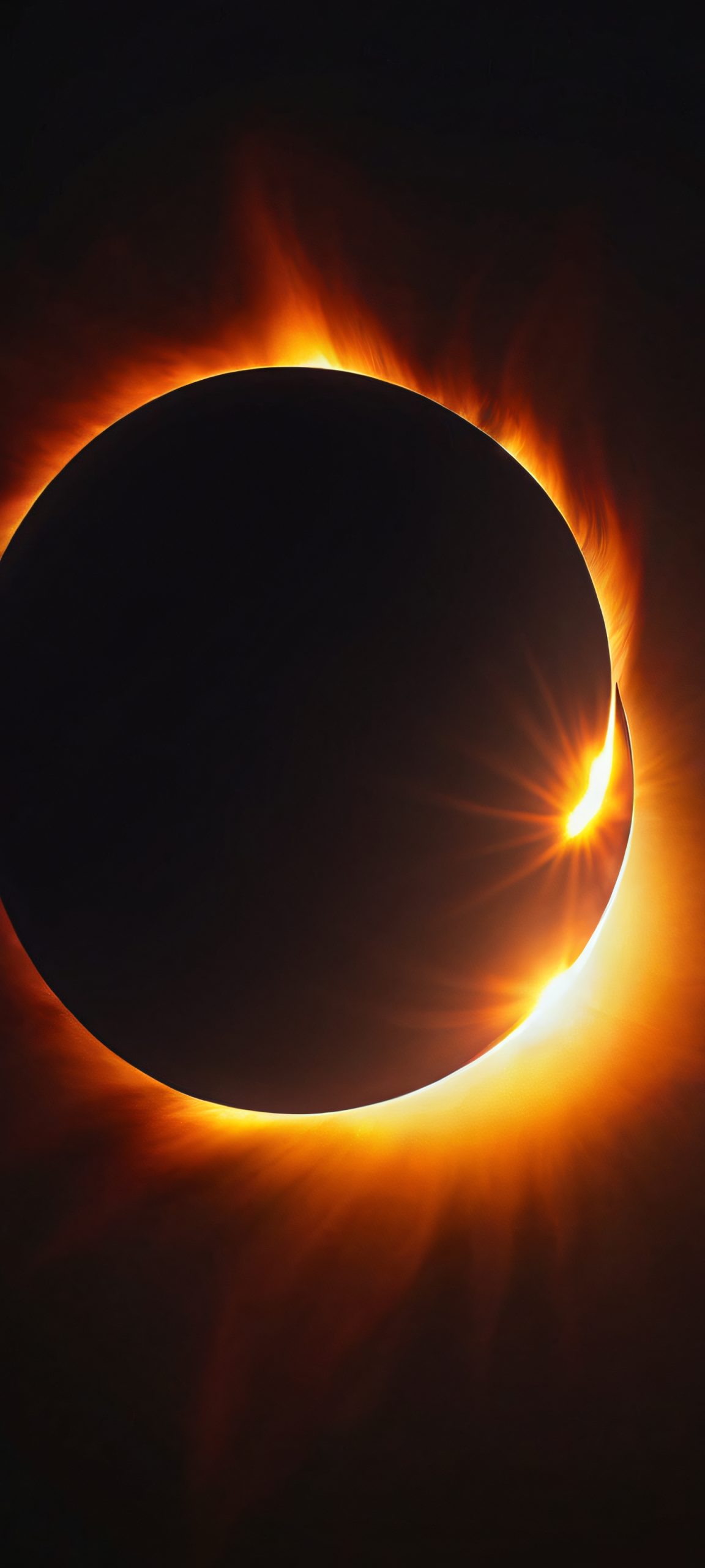 Marvel at the majestic solar eclipse on your iPhone or Android device. A stunning dark sky backdrop with realistic eclipse detail.