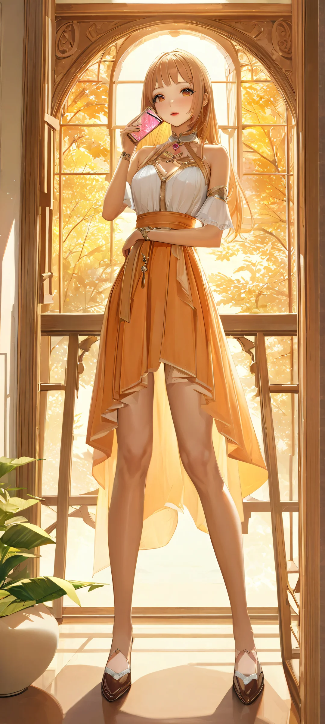 Indulge in the serene atmosphere of this beautiful 1girl anime scene on your iPhone or Android device.