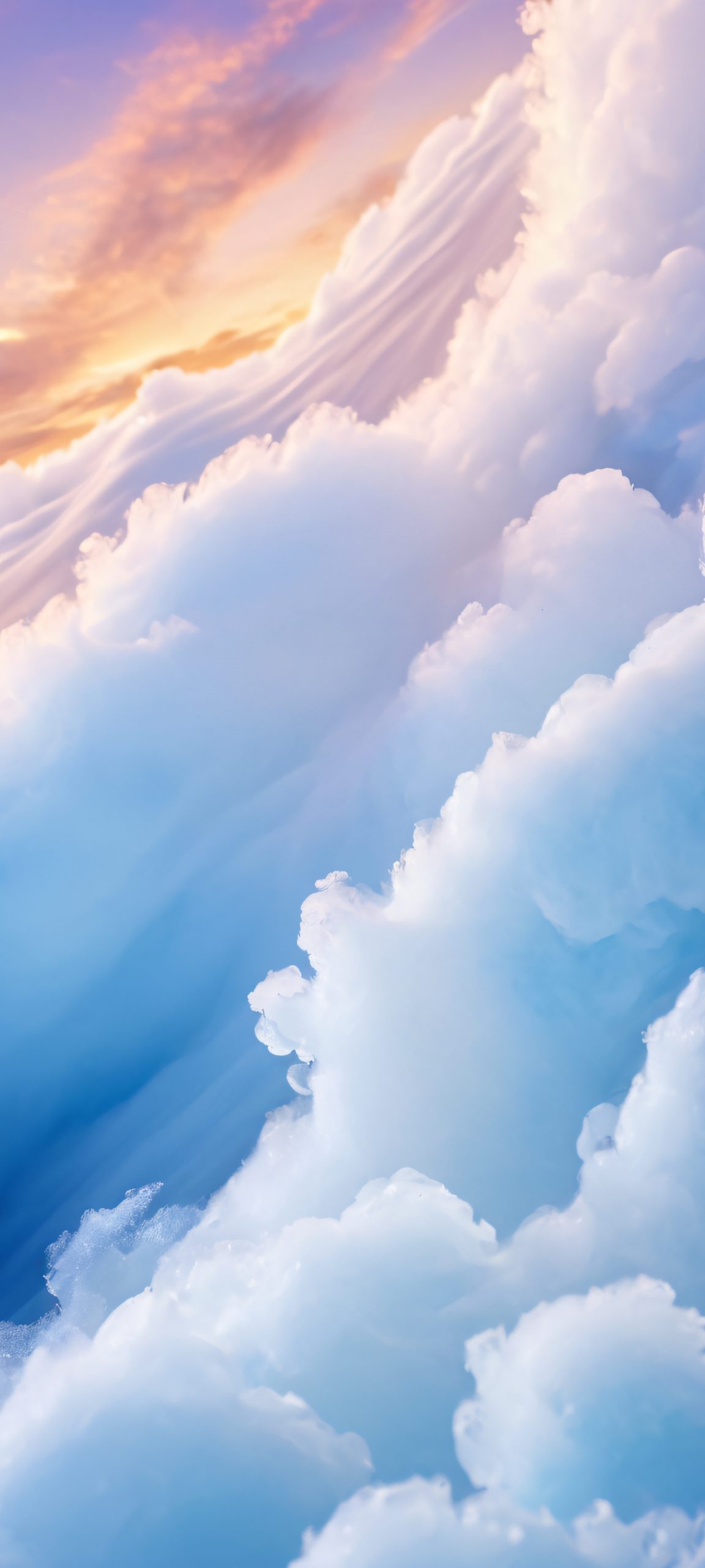 Softbox light illuminates fluffy clouds, a serene iPhone/Android wallpaper perfect for relaxation