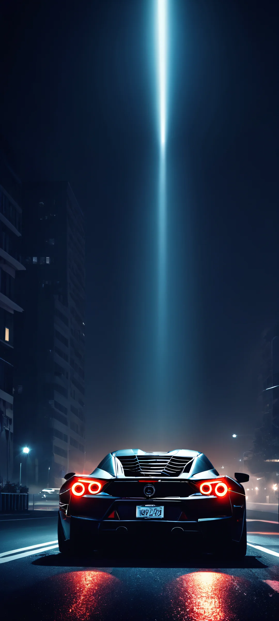 A stunning vertical mobile wallpaper featuring a sleek car under spotlights on a dark night. Perfect for iPhone and Android home screens.