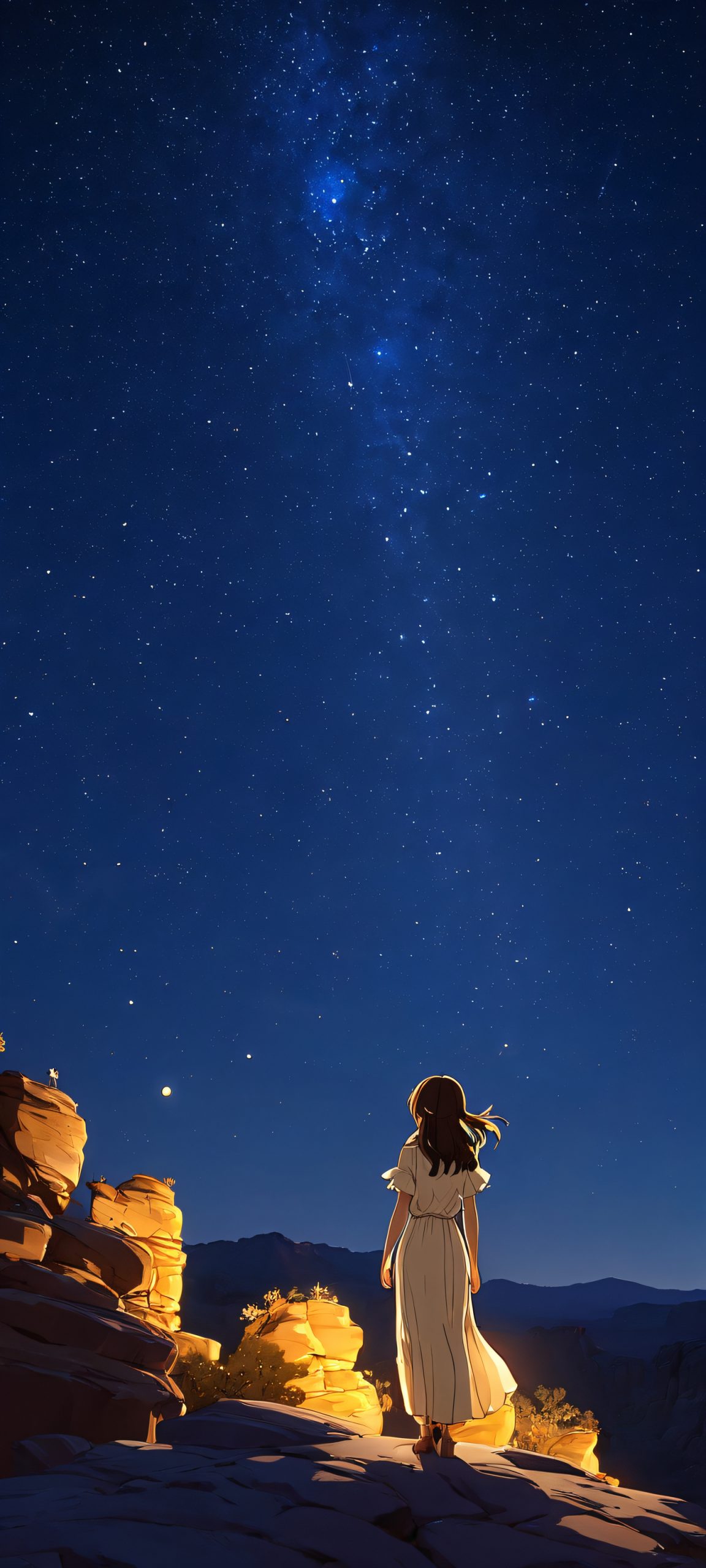 starry night sky girl wallpaper scaled
