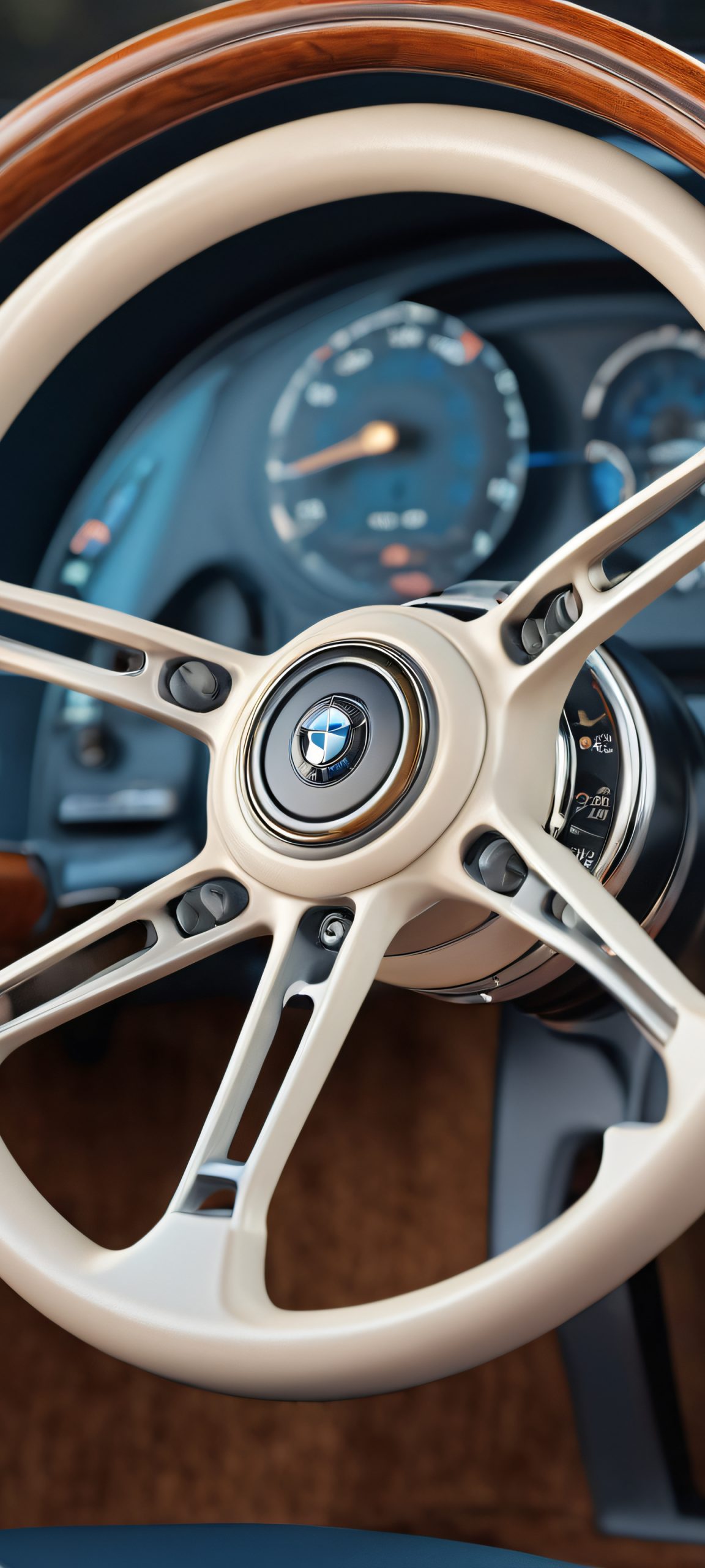A stunning interior design featuring a realistic steering wheel, perfectly optimized for iPhone and Android home screens.