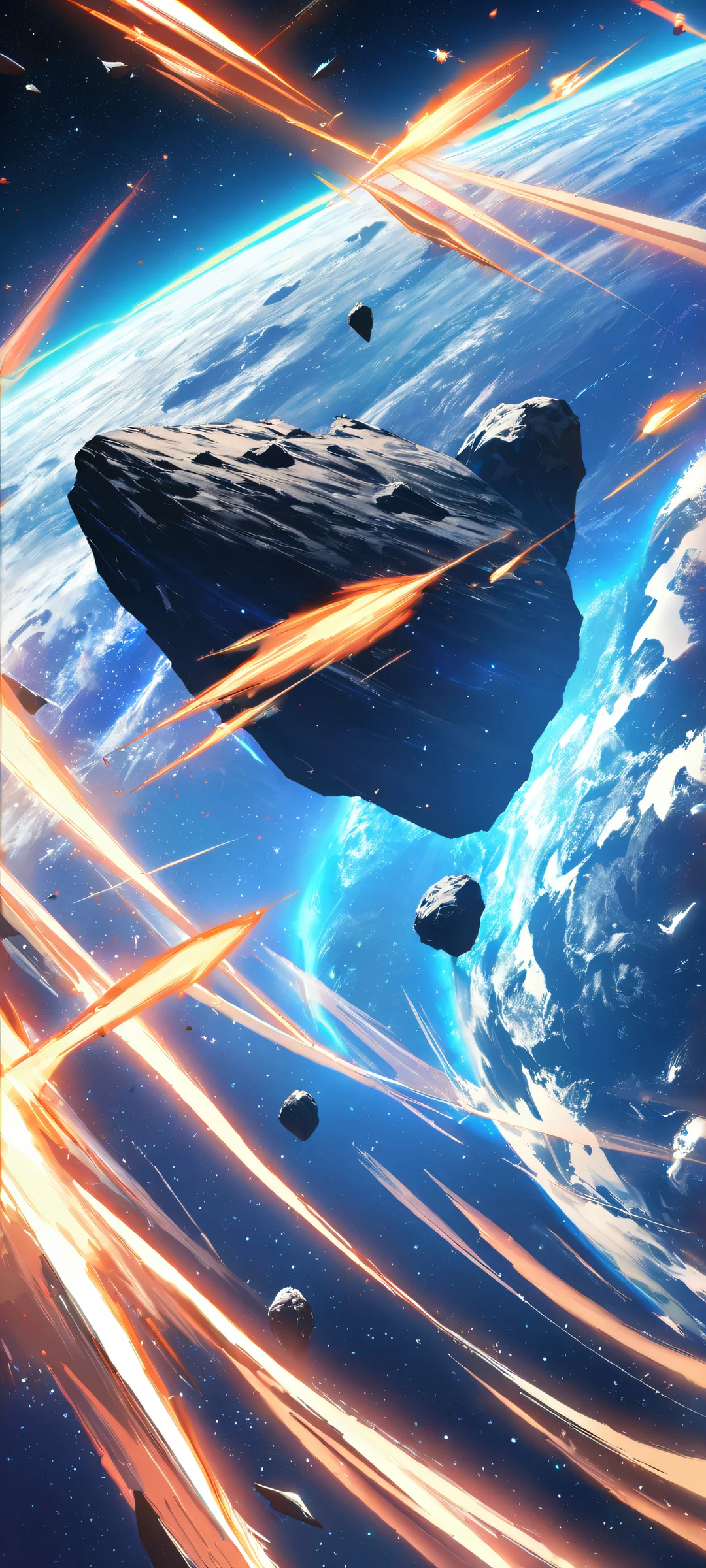 iPhone and Android users unite! Get ready for a breathtaking vertical mobile phone wallpaper featuring an asteroid amidst stunning stars in the vastness of space.