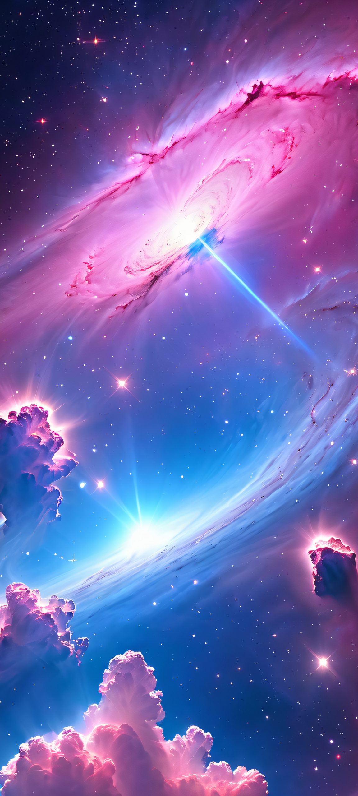 A stunning vertical mobile wallpaper featuring the breathtaking beauty of nebulae, perfect for iPhone and Android screens.