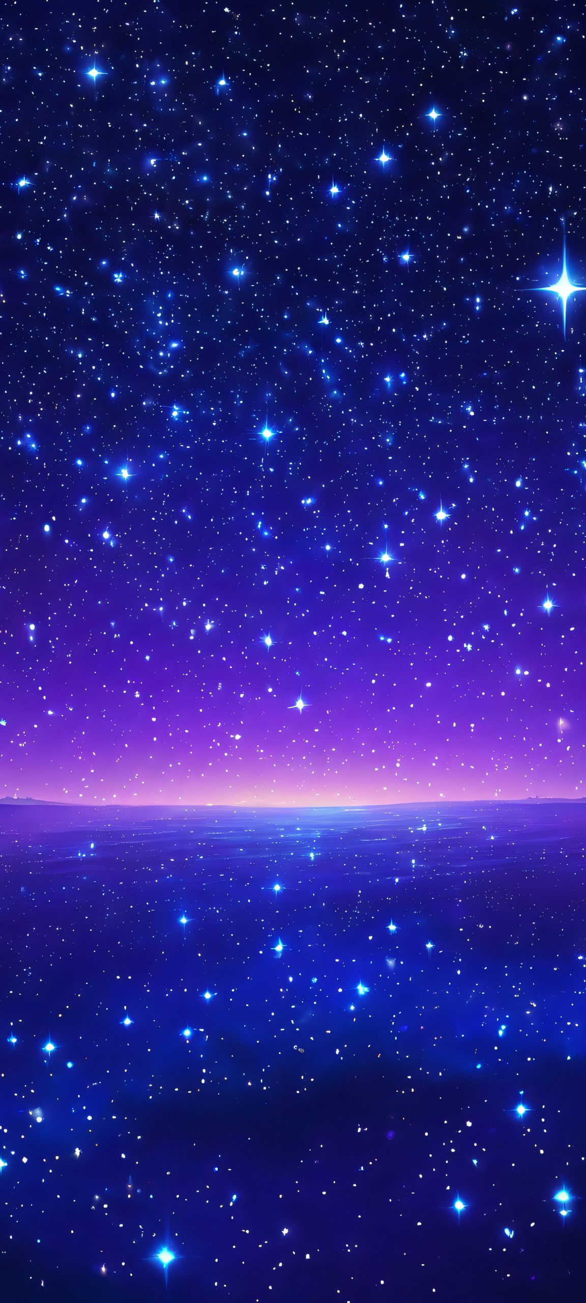 A beautifully rendered impressionist-inspired artwork of stars and night sky, perfectly suited for iPhone/Android home screens, showcasing deep blues and purples.