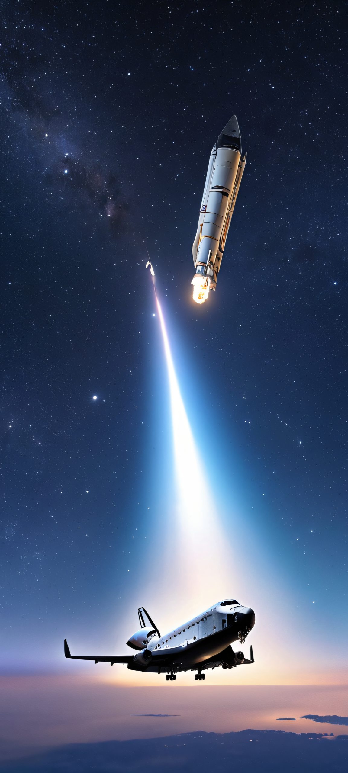 A majestic shuttle soaring through the night sky, perfectly suited for your iPhone or Android