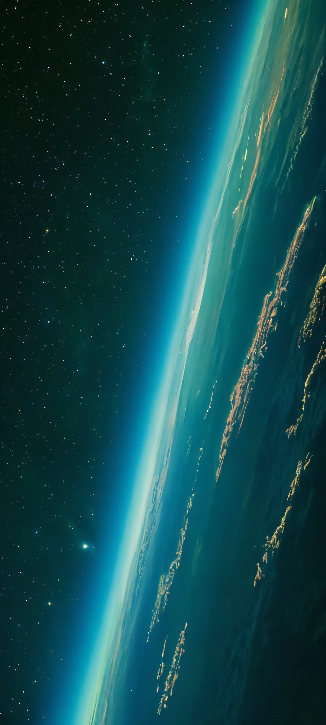 Stellar Vistas 2K Mobile Background iPhone and Android users can now gaze upon the majesty of Earth and Space Station in this breathtaking vertical mobile wallpaper, with deep blues and neon greens ambiently glowing.