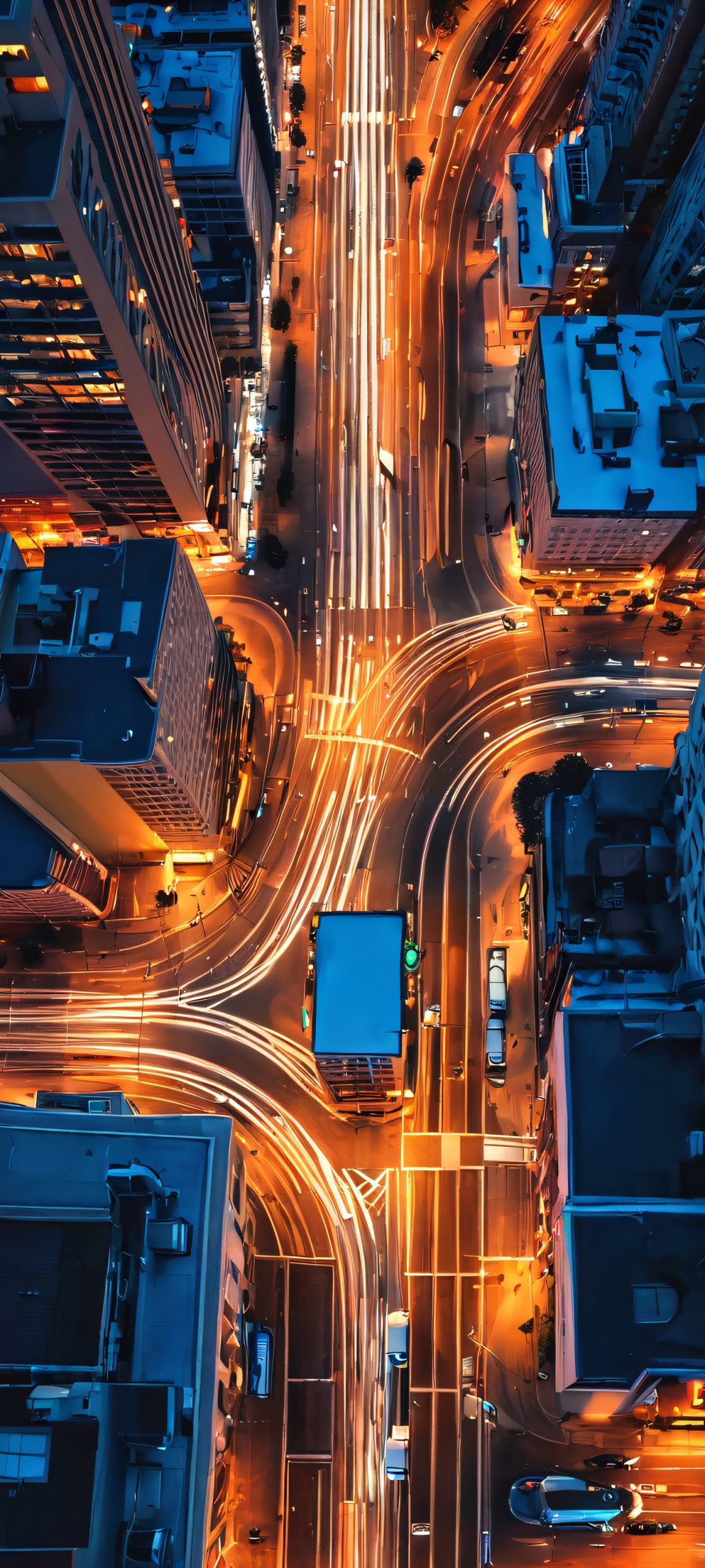 A beautifully rendered nighttime cityscape perfect for your iPhone/Android home screen.