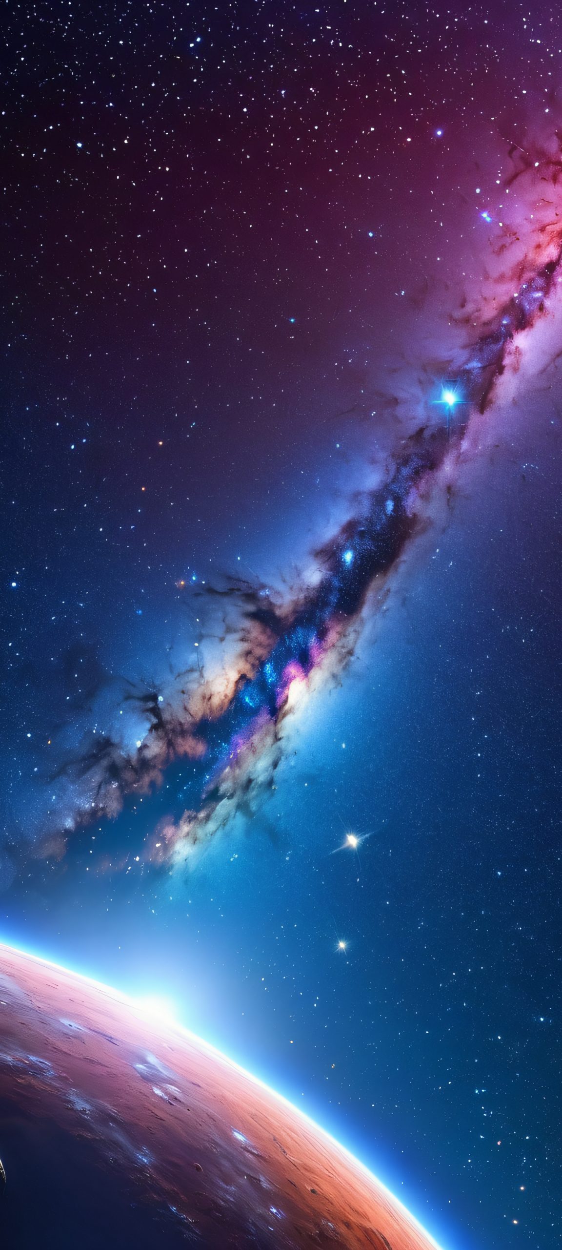 A breathtaking vertical mobile phone wallpaper of Starfield, perfect for iPhone and Android home screens