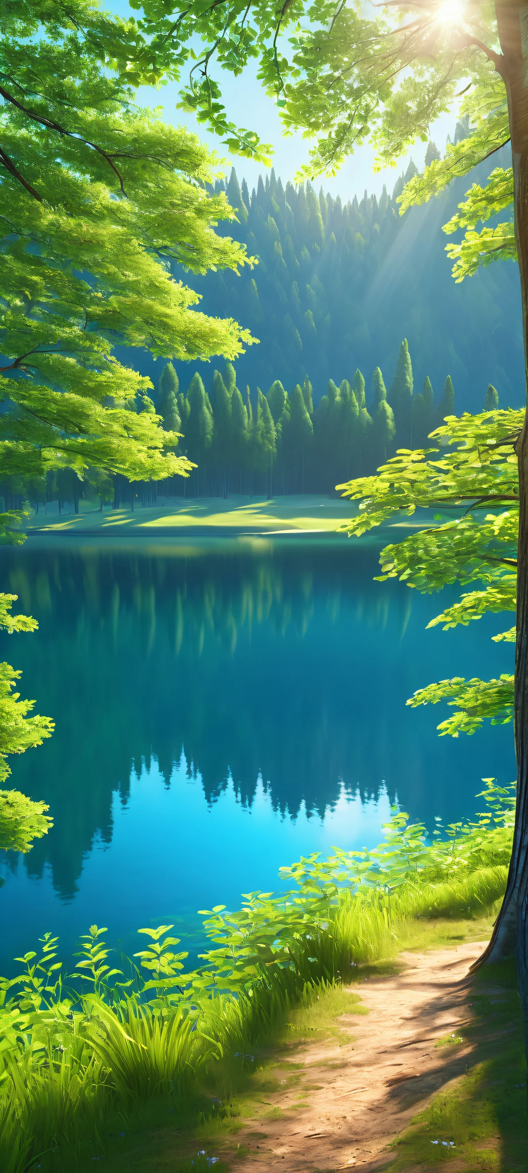 A serene forest lake scene on your iPhone/Android, showcasing the beauty of nature.