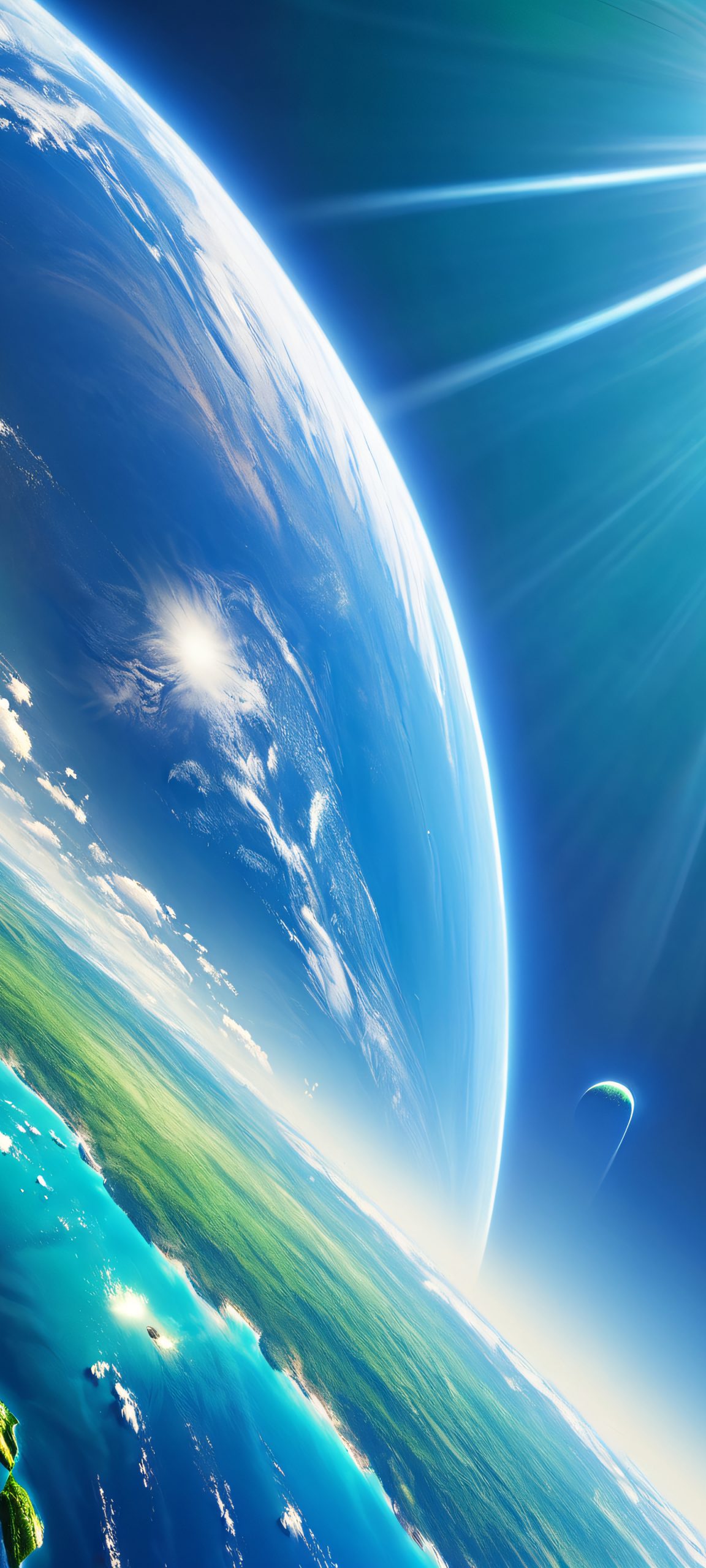 A stunning photorealistic image of Earth from space, perfectly suitable for iPhone and Android devices.