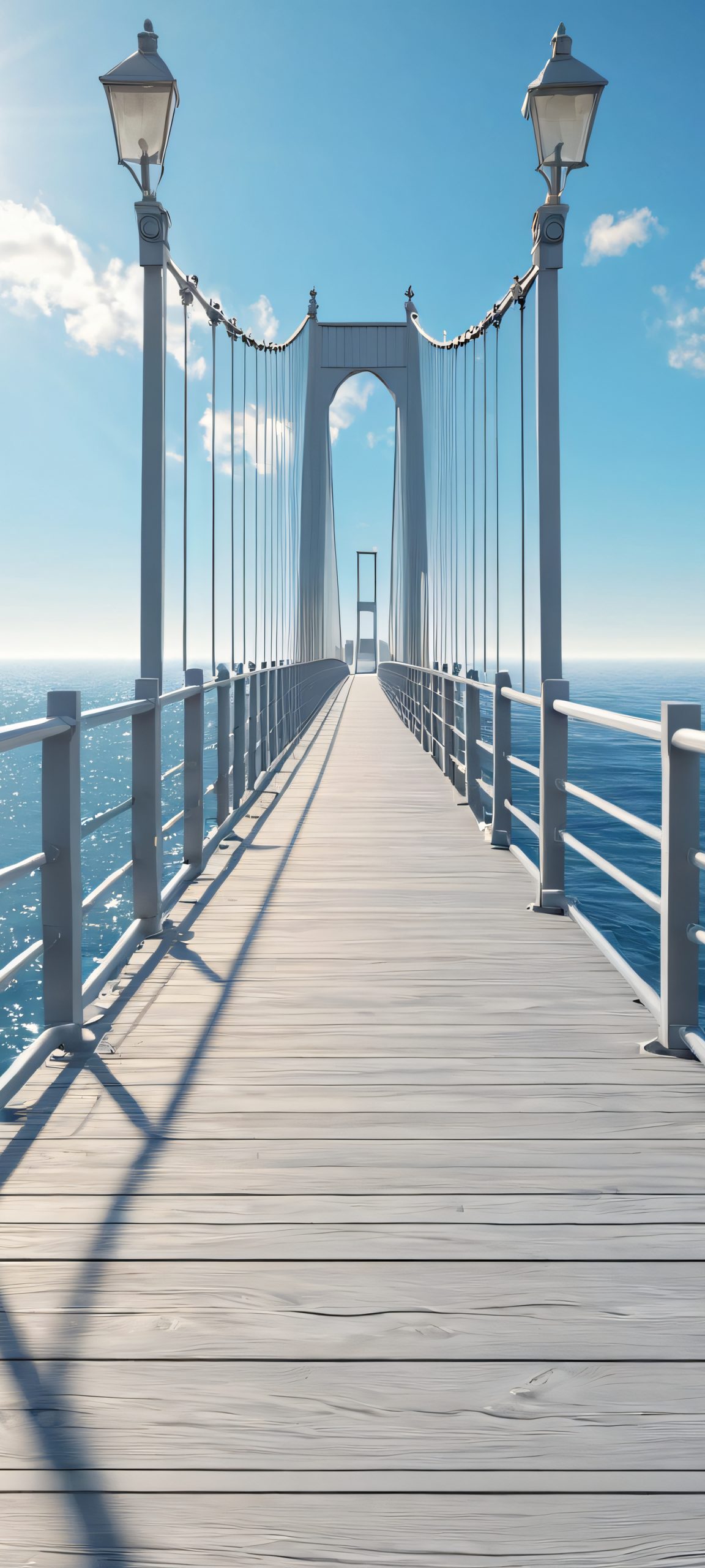 A stunning image of a bridge over the ocean on a sunny day, suitable for iPhone/Android home screens.