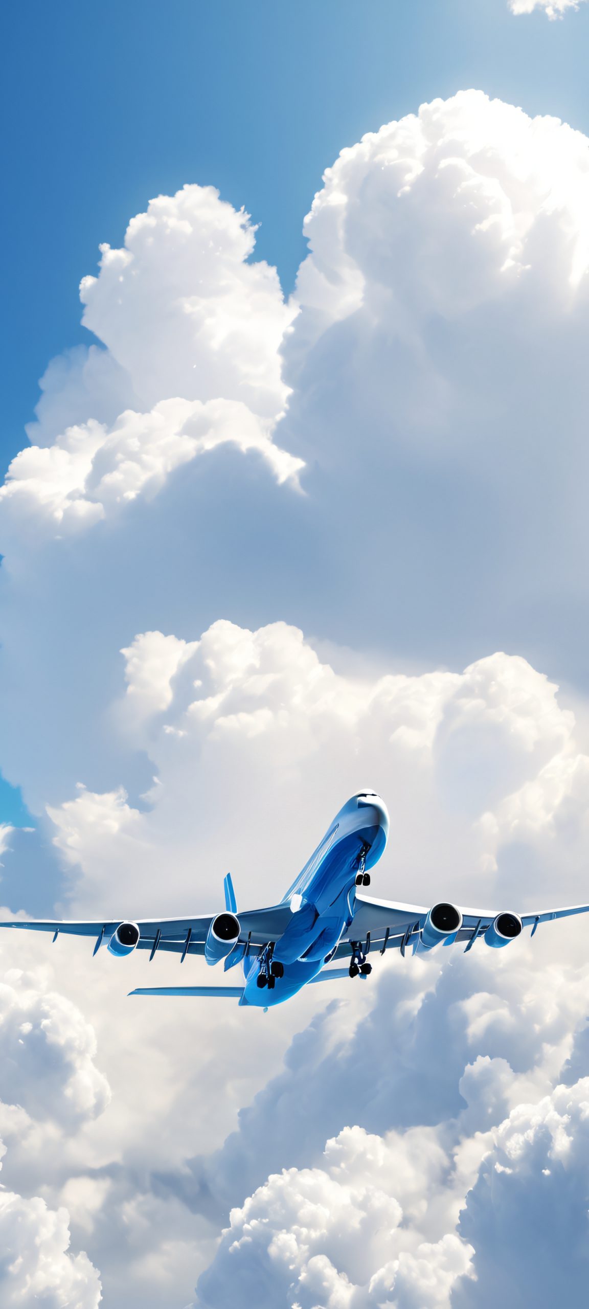 Airplane soaring through sunny skies on an iPhone or Android