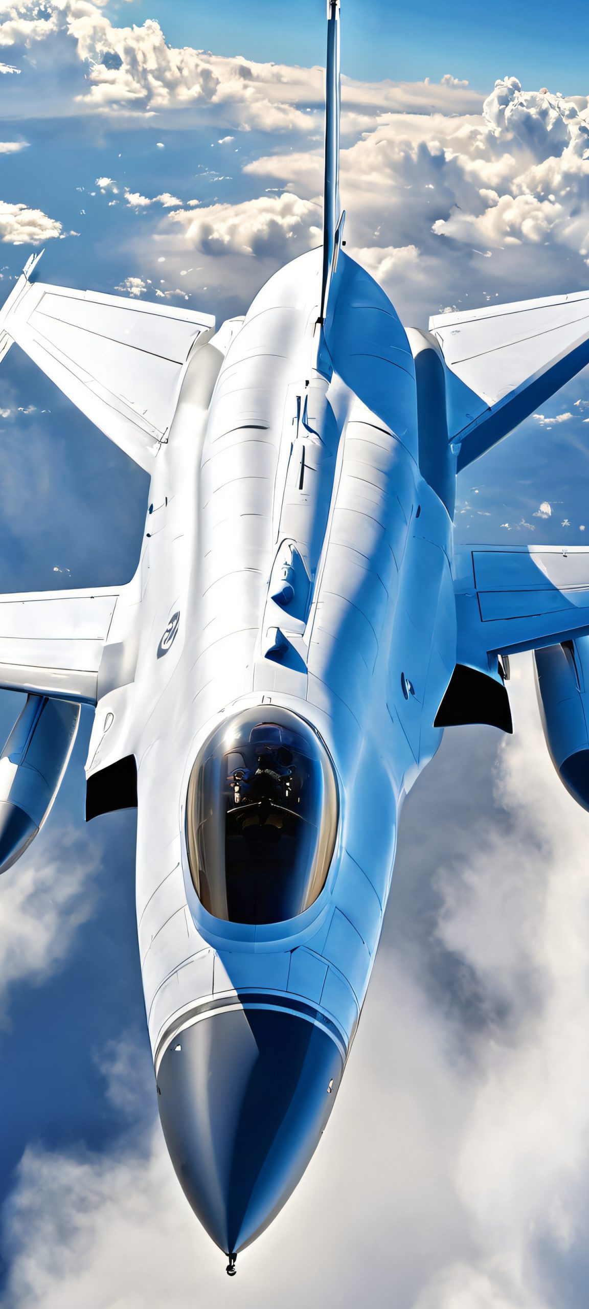 Beautiful cloudy sky with bright sun and blue and gray hues on iPhone/Android