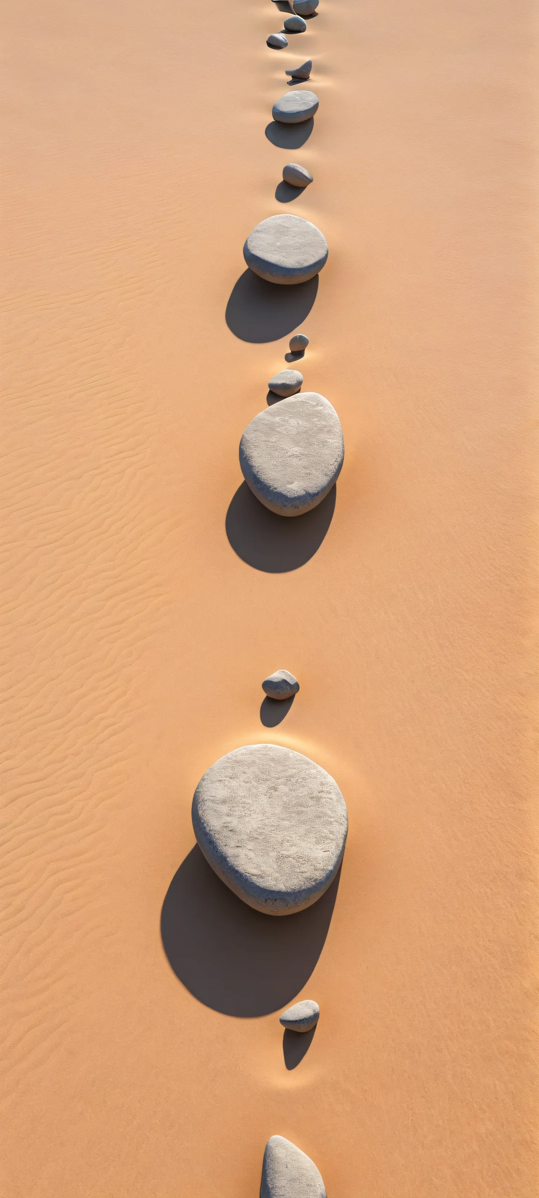 Floating stones in a barren, surreal landscape on your iPhone/Android