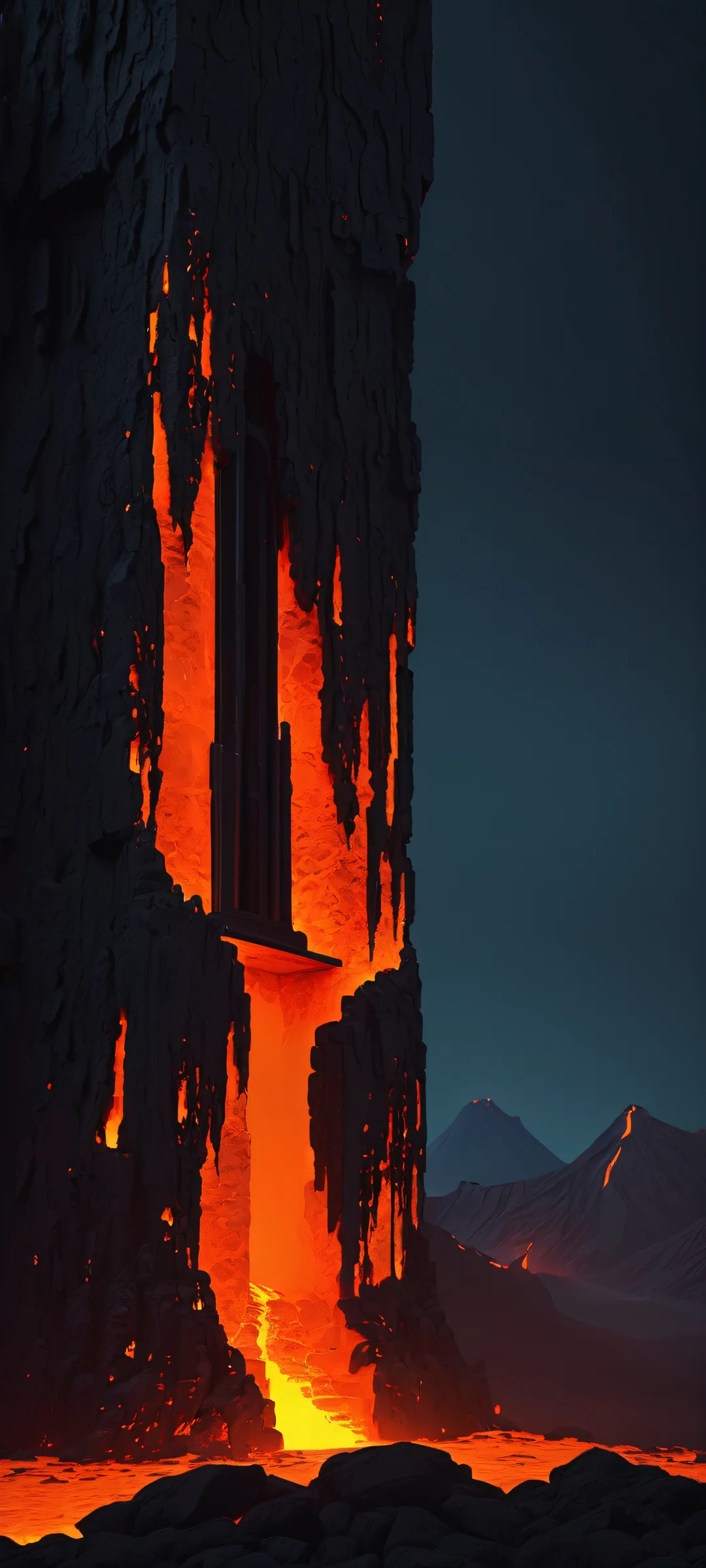 Immerse yourself in the mystical atmosphere of this iPhone/Android-compatible wallpaper, featuring a mysterious fortress nestled among treacherous swampy cliffs.