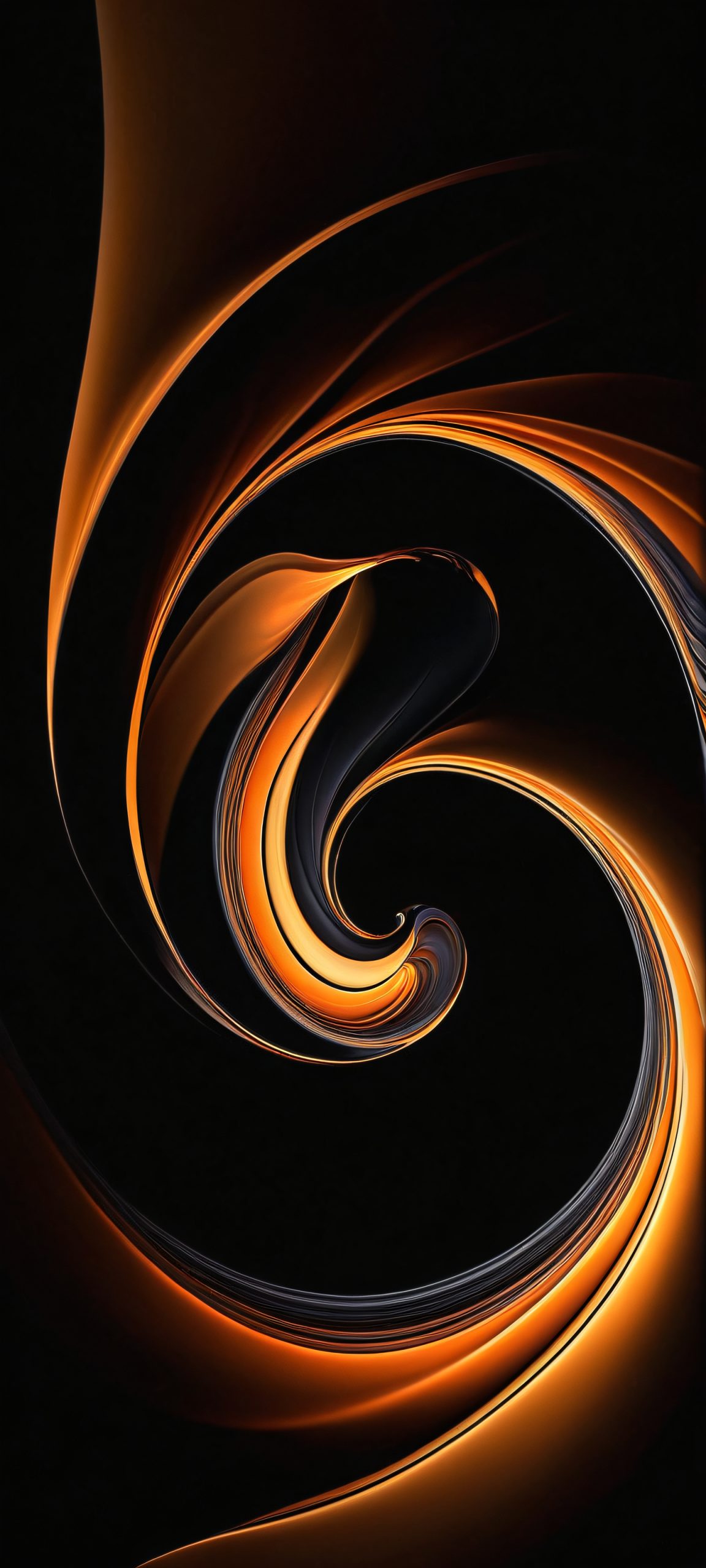 Swirl on Black 2K Phone Wallpaper Abstract swirl design on a black background, perfect for iPhone and Android phone wallpapers.