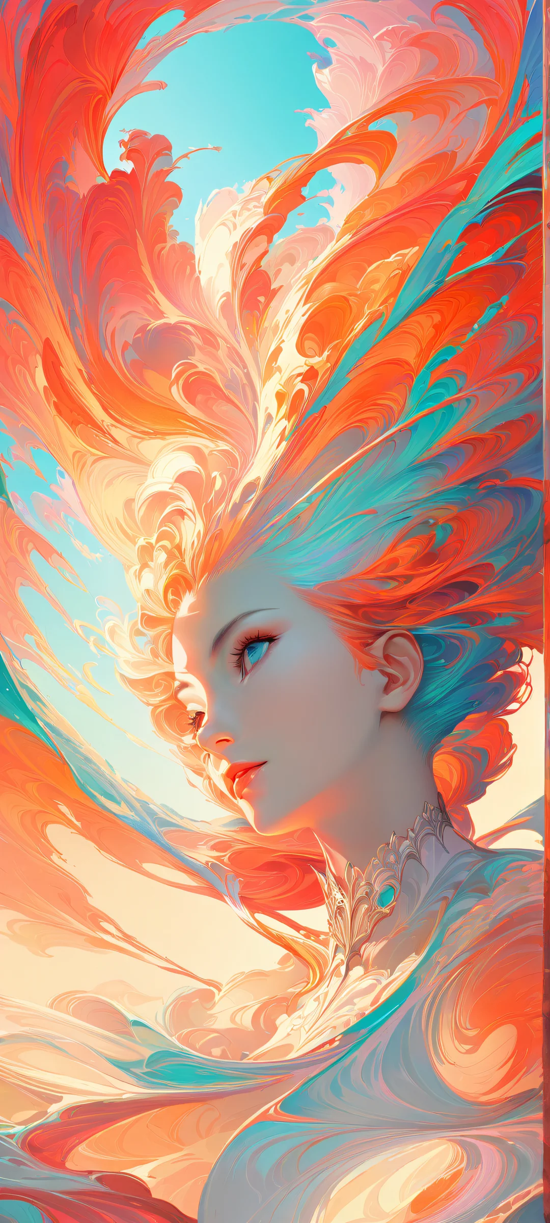 Swordswoman's Soaring Victory 2K Mobile Background A stunning anime-inspired mobile wallpaper featuring a heroic swordswoman soaring through the sky on her trusty dragon companion, perfect for iPhone/Android home screens.