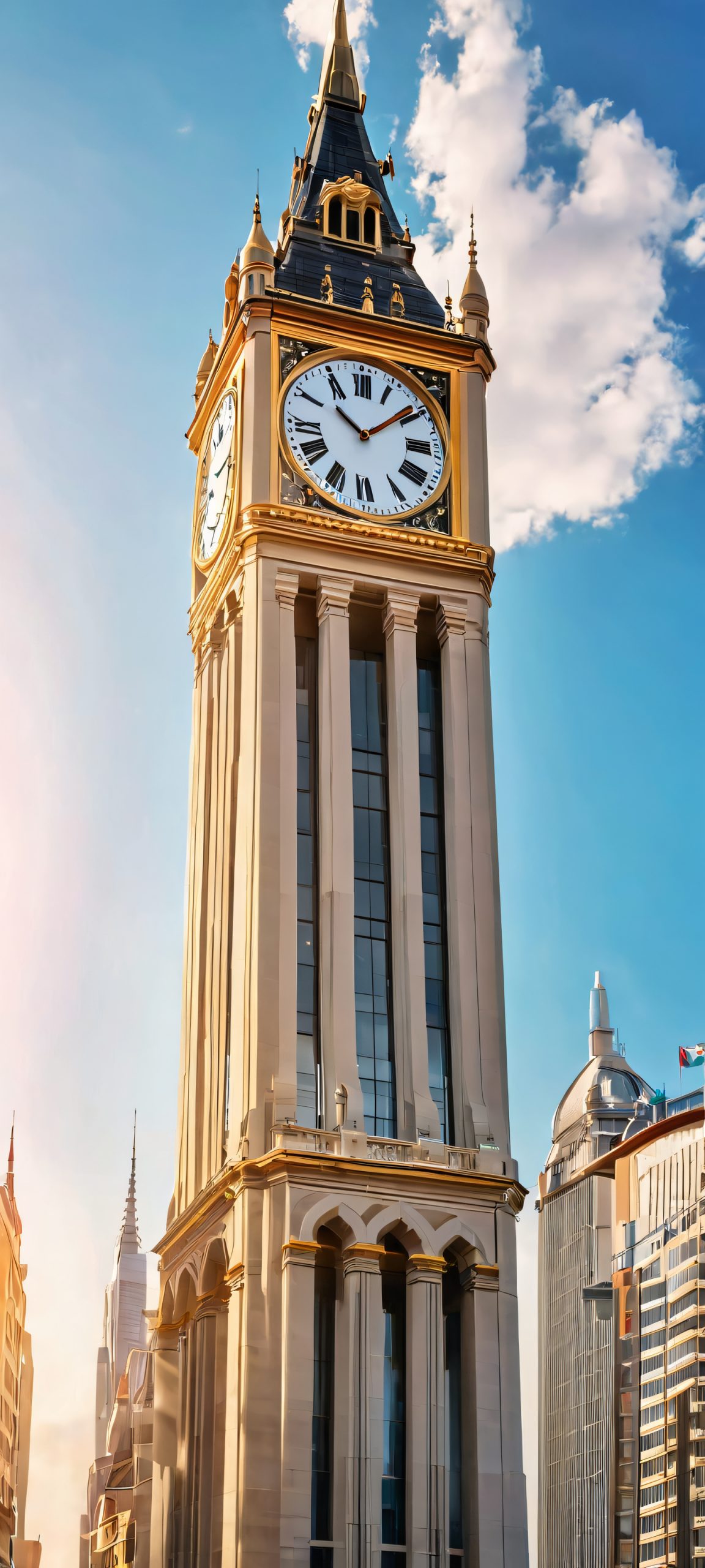 tall building clock sunny day cityscape scaled