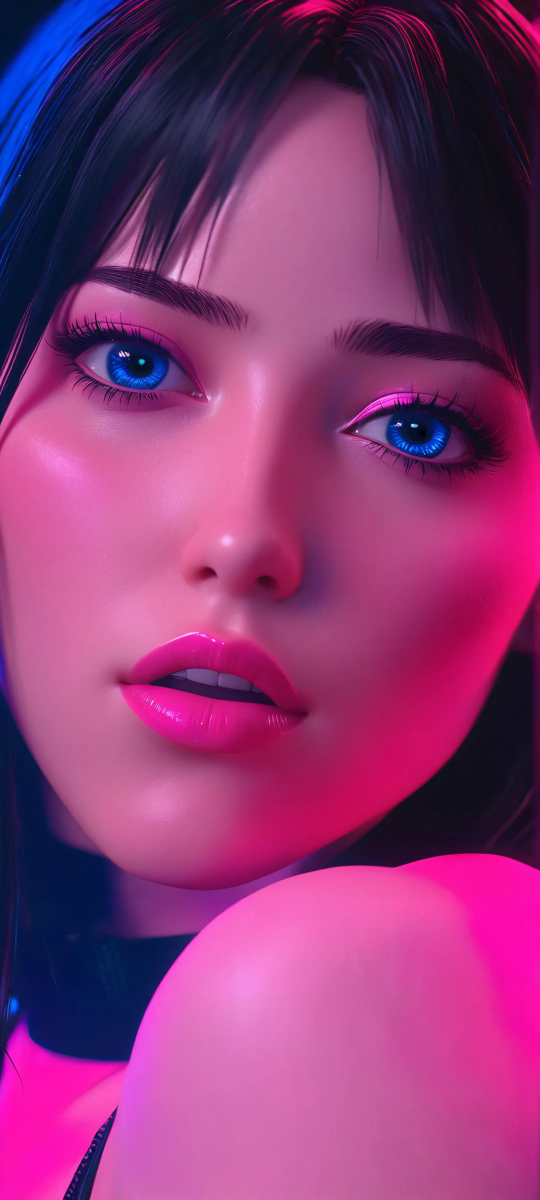 VHS tape nostalgia meets Tifa Lockhart's fiery spirit on a neon-lit background, perfect for iPhone/Android home screens.