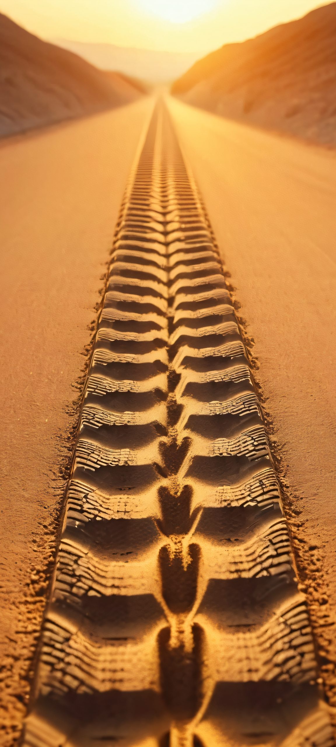 Golden hour tire track design for iPhone and Android home screens