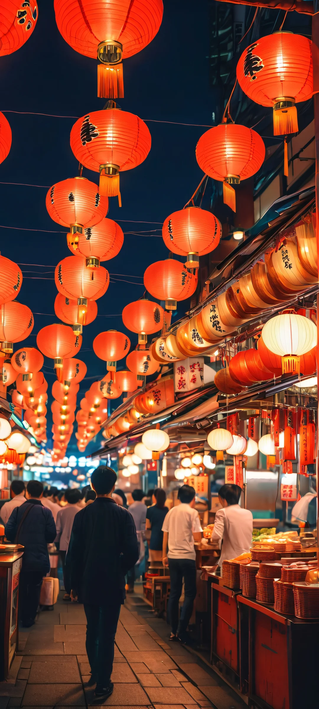 Tokyo Night Bites iPhone & Samsung QHD Wallpaper Savor the vibrant atmosphere of Tokyo's night market food stalls - perfect for your iPhone or Android home screen.