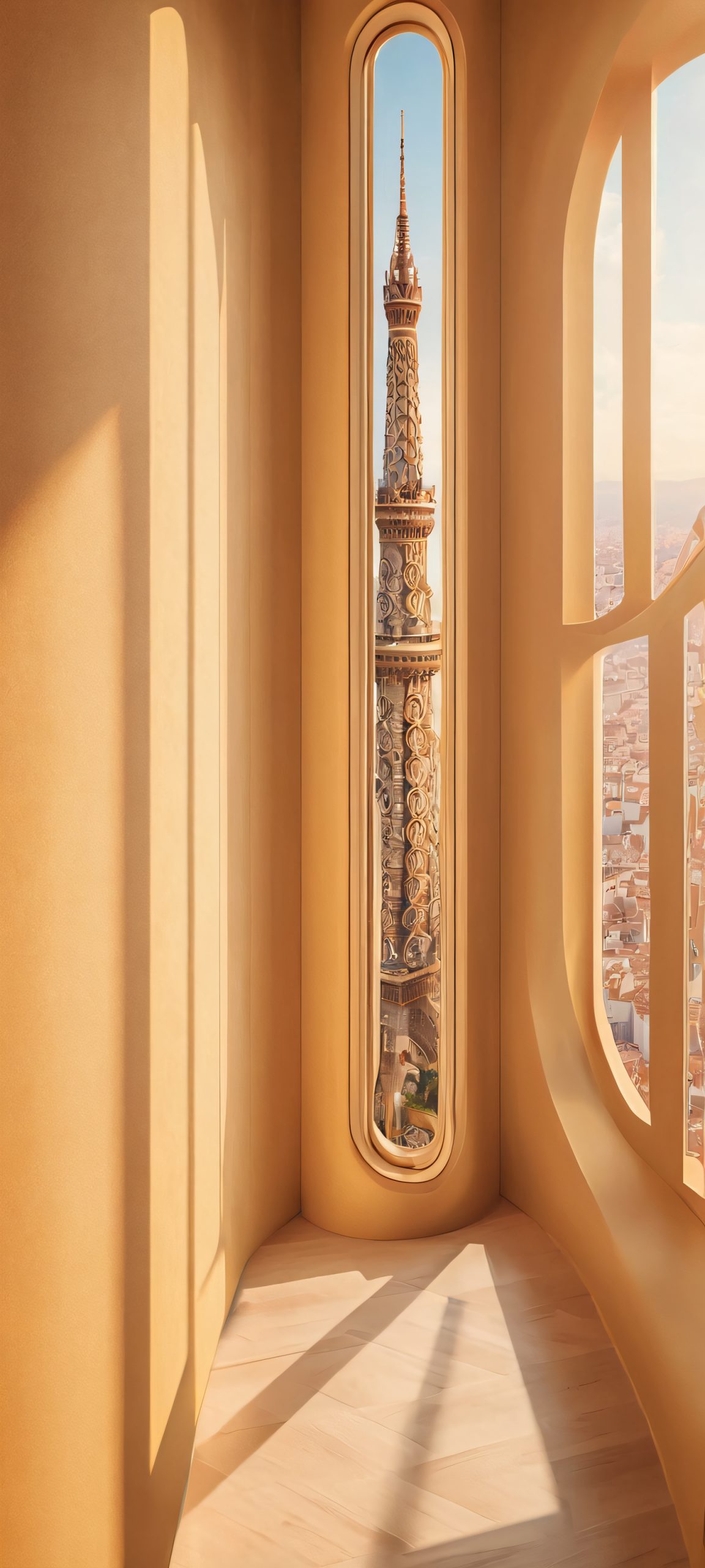 tower interior masterpiece golden light scaled