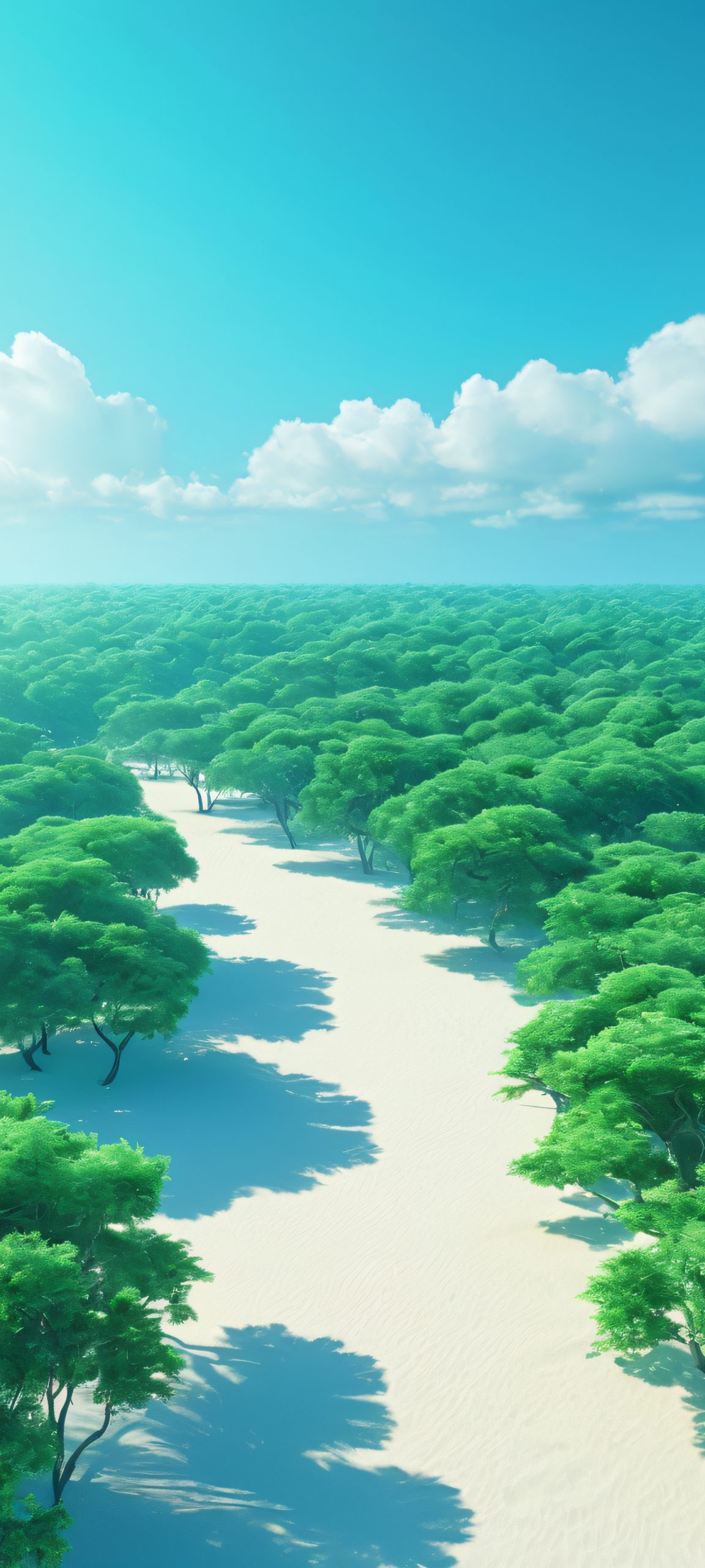 Stunning vertical mobile wallpaper of serene treetops at sunset, perfectly suited for iPhone and Android home screens.