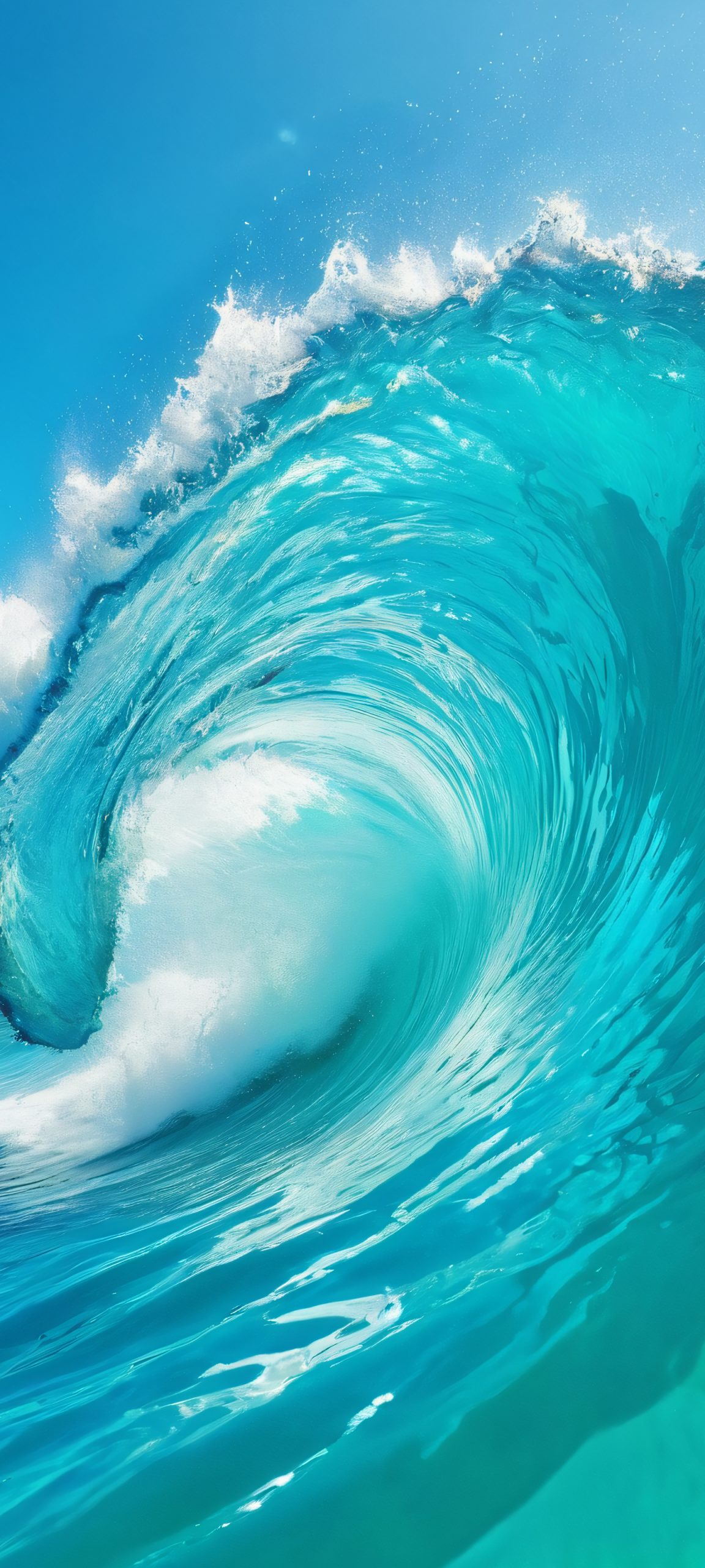 A stunning vertical mobile wallpaper of turquoise ocean waves, perfectly suited for your iPhone or Android home screen
