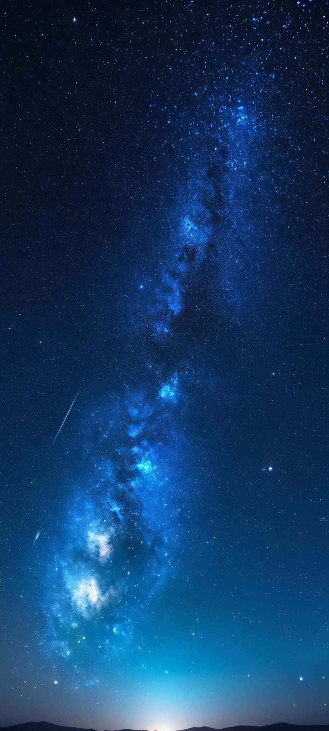 Stunning iPhone/Android wallpaper of a star-filled galaxy against a dark blue night sky, perfectly optimized for your mobile phone.