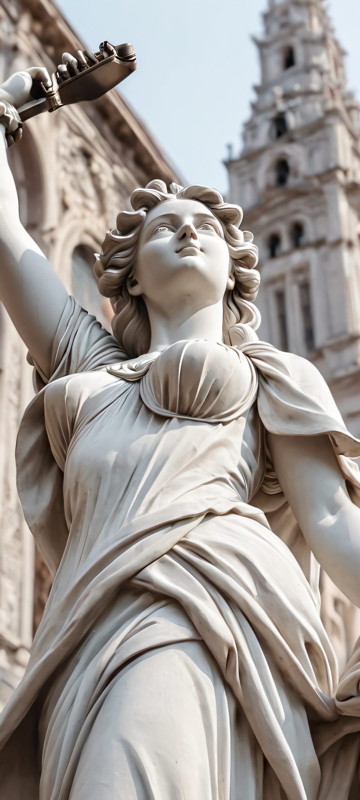 A stunning statue cityscape on a beautiful daylight, perfectly optimized for iPhone, Samsung Galaxy, and Android home screens.