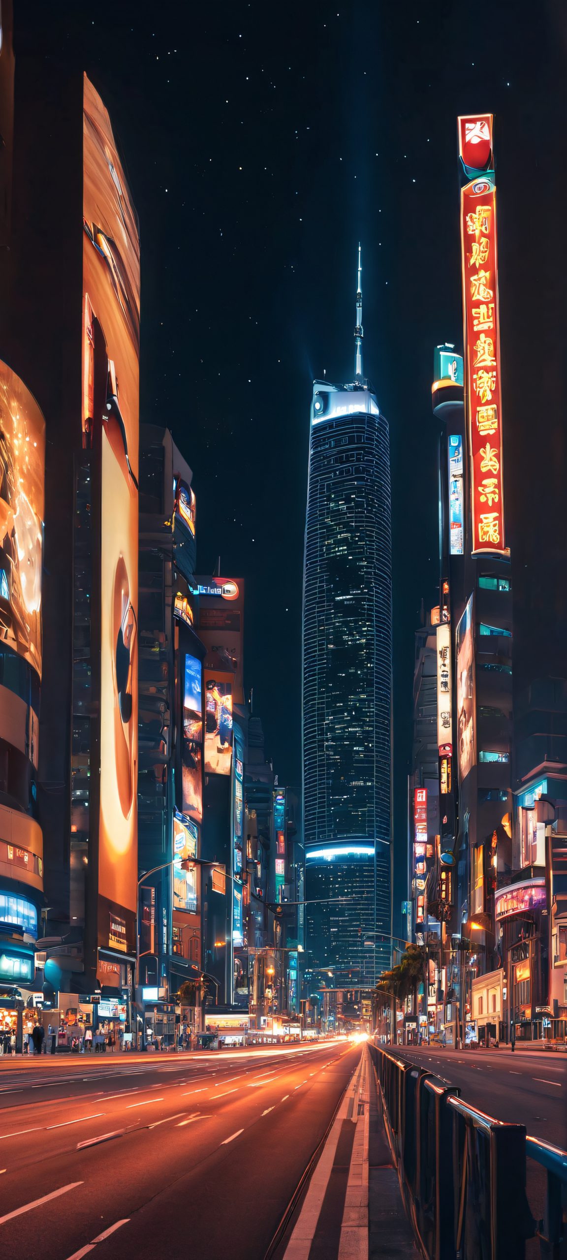 Urban Nightscape iPhone & Samsung QHD Wallpaper iPhone/Android compatible nighttime cityscape wallpaper with realistic streetlights and stars