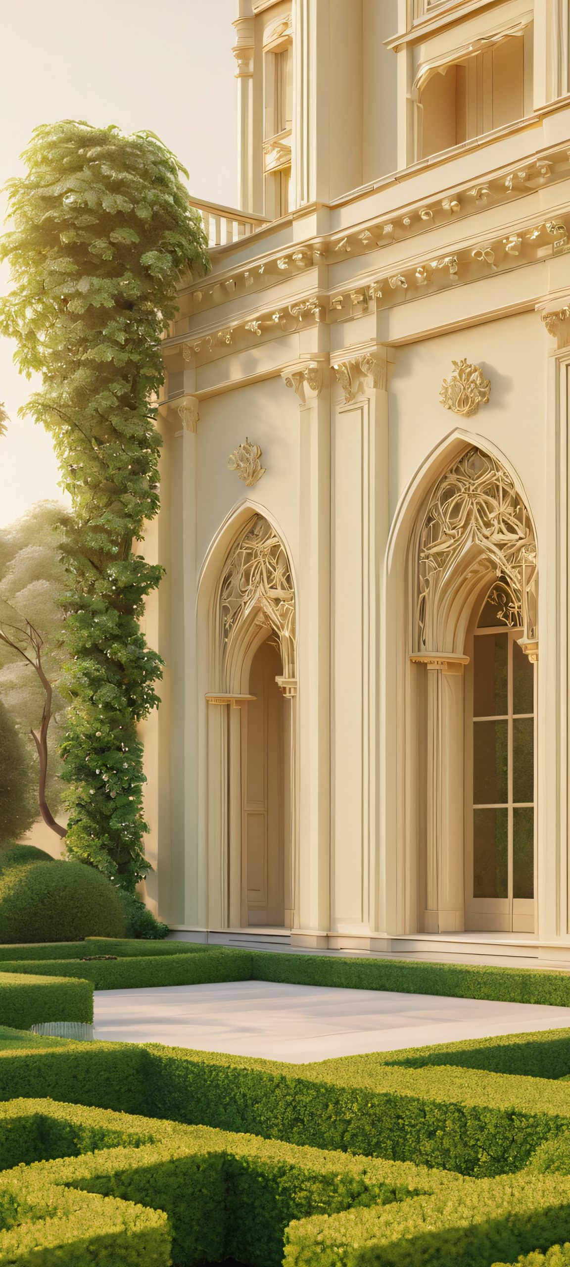 A serene iPhone/Android wallpaper of a minimalist garden oasis, perfect for your mobile home screen.