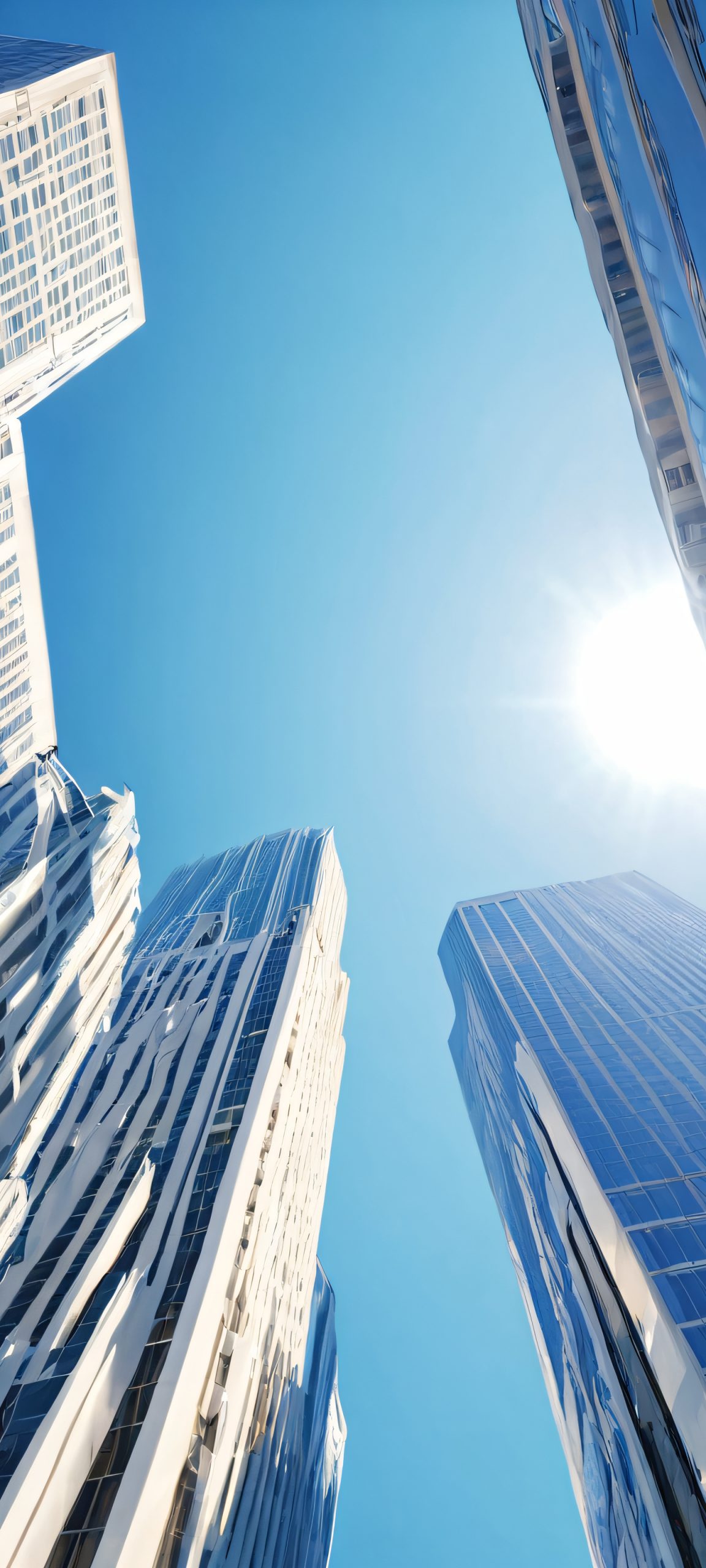 A stunning city skyline featuring a tall building on a sunny day, perfectly optimized for iPhone, Samsung Galaxy, and Android home screens.