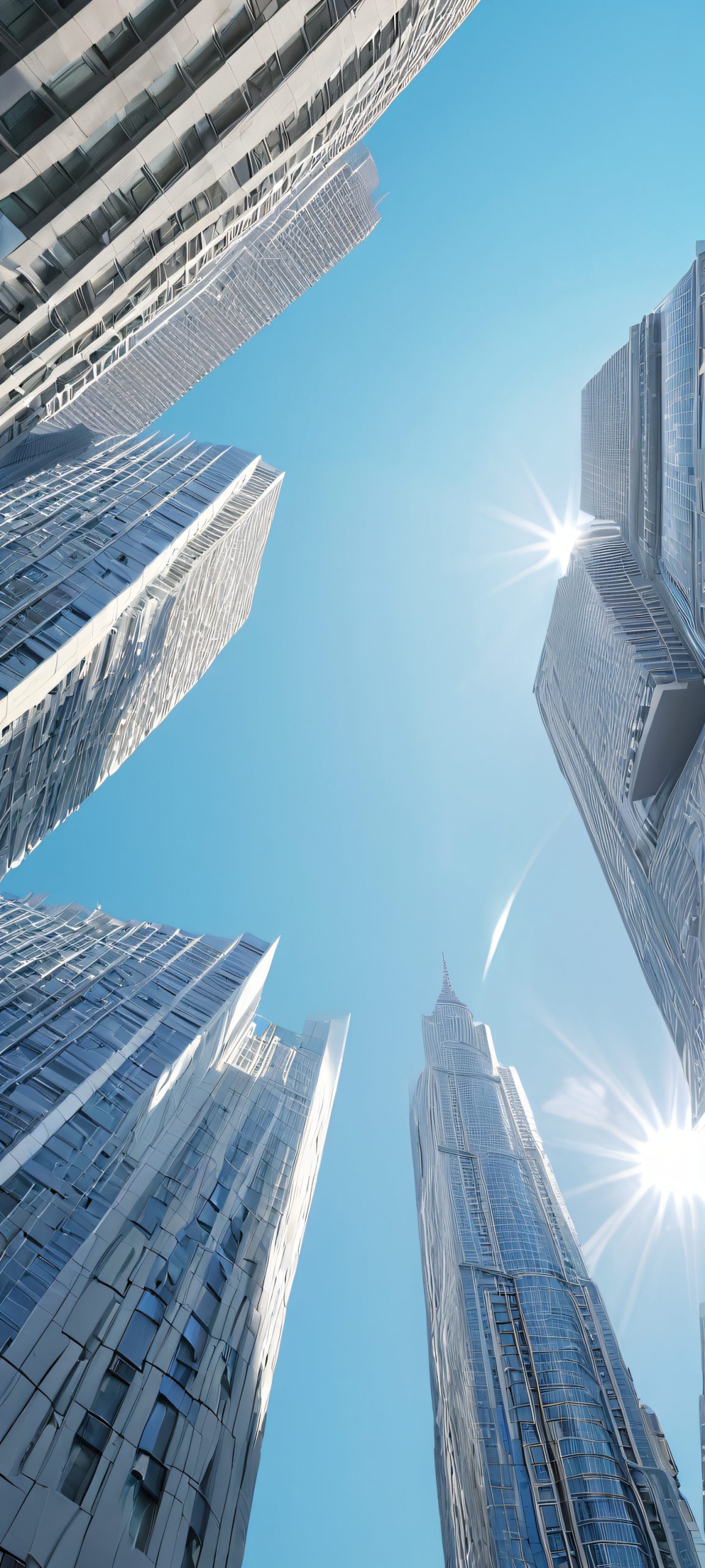 urban oasis tall buildings urban landscape masterpiece daytime sunlight scaled