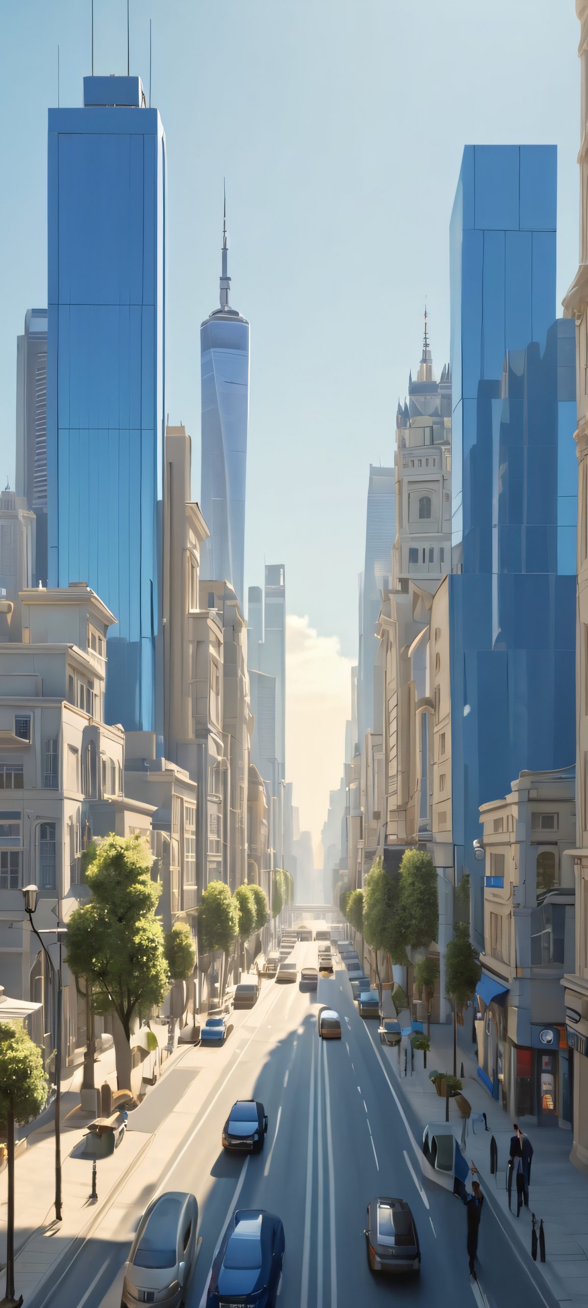 iPhone and Android users will love this stunning cityscape wallpaper, featuring a sunny day with realistic colors and harsh shadows.