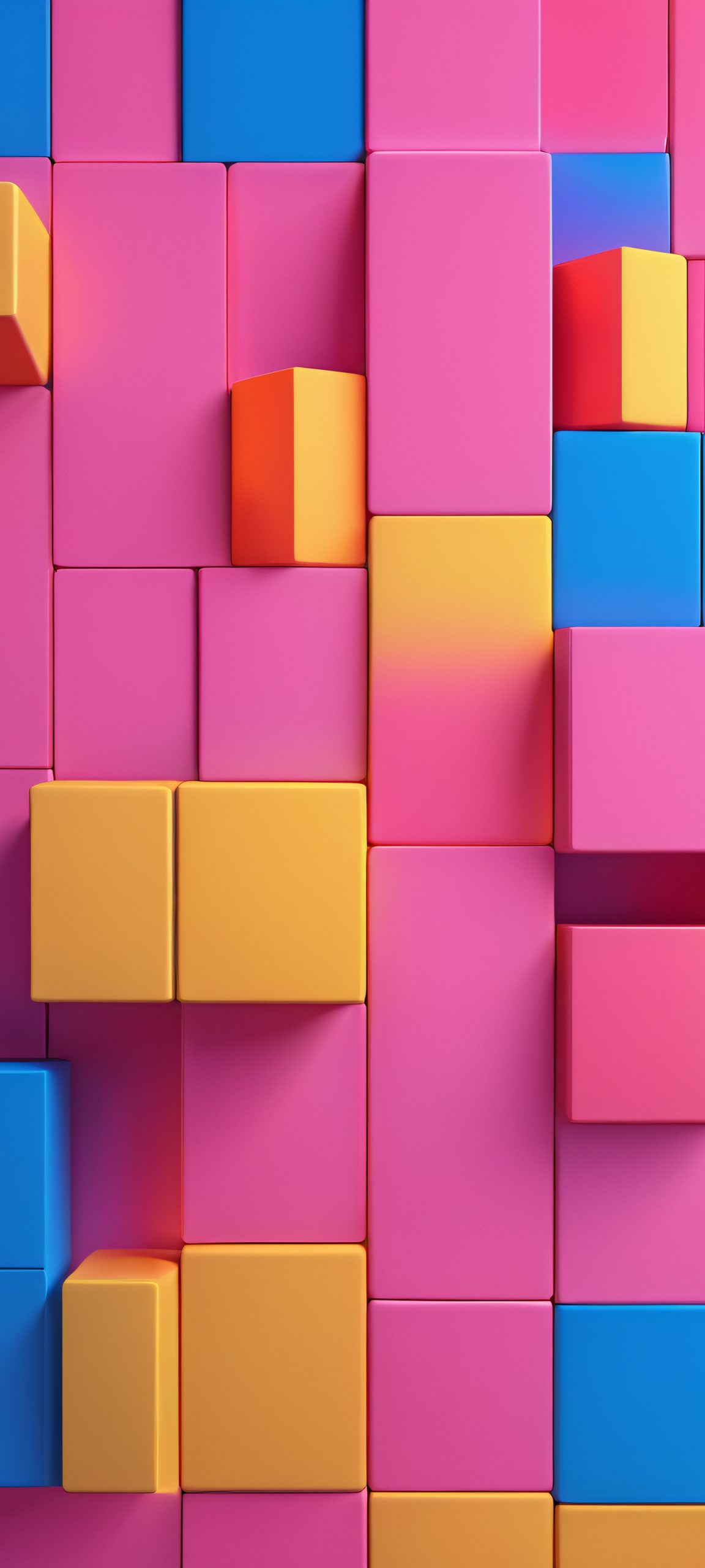 Breathtaking abstract blocks in pink, yellow, orange, and blue, perfectly optimized for iPhone and Android home screens