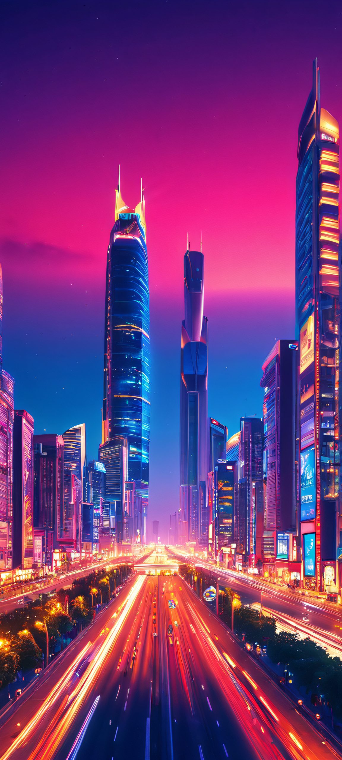 A stunning cityscape at night, perfectly lit for your iPhone or Android device.