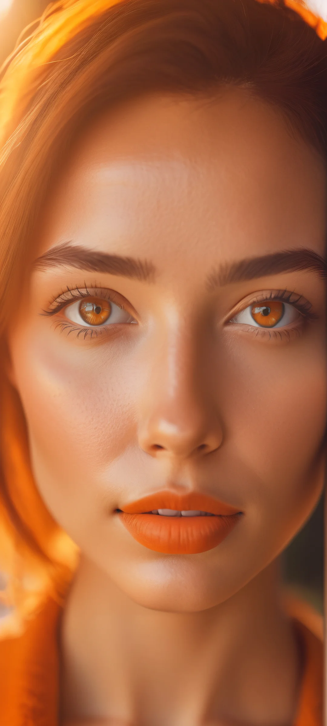 Close-up portrait of a woman's face with analog film photography and harsh light effects, ideal for iPhone/Android mobile devices