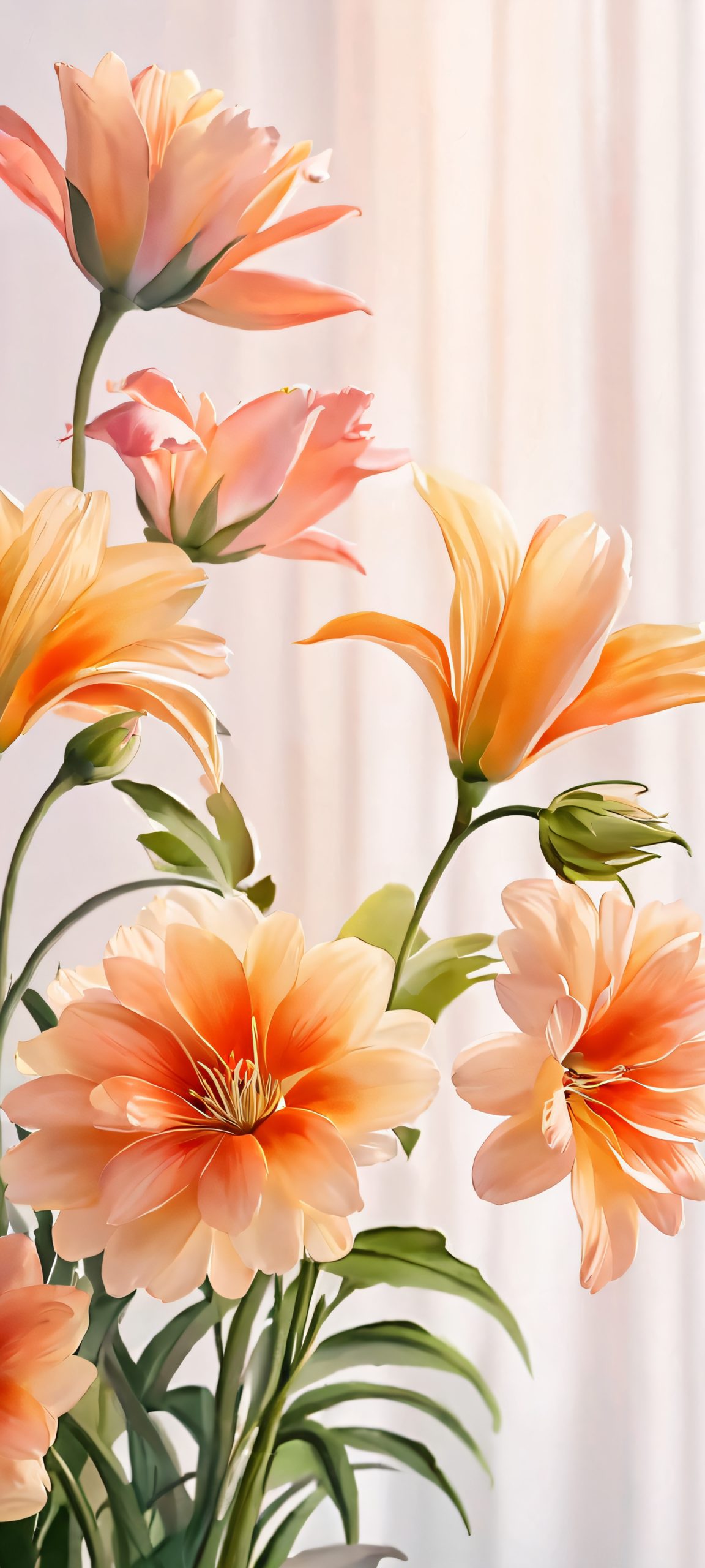 Delightful floral arrangement on a soft pastel background, perfect for iPhone or Android home screens.