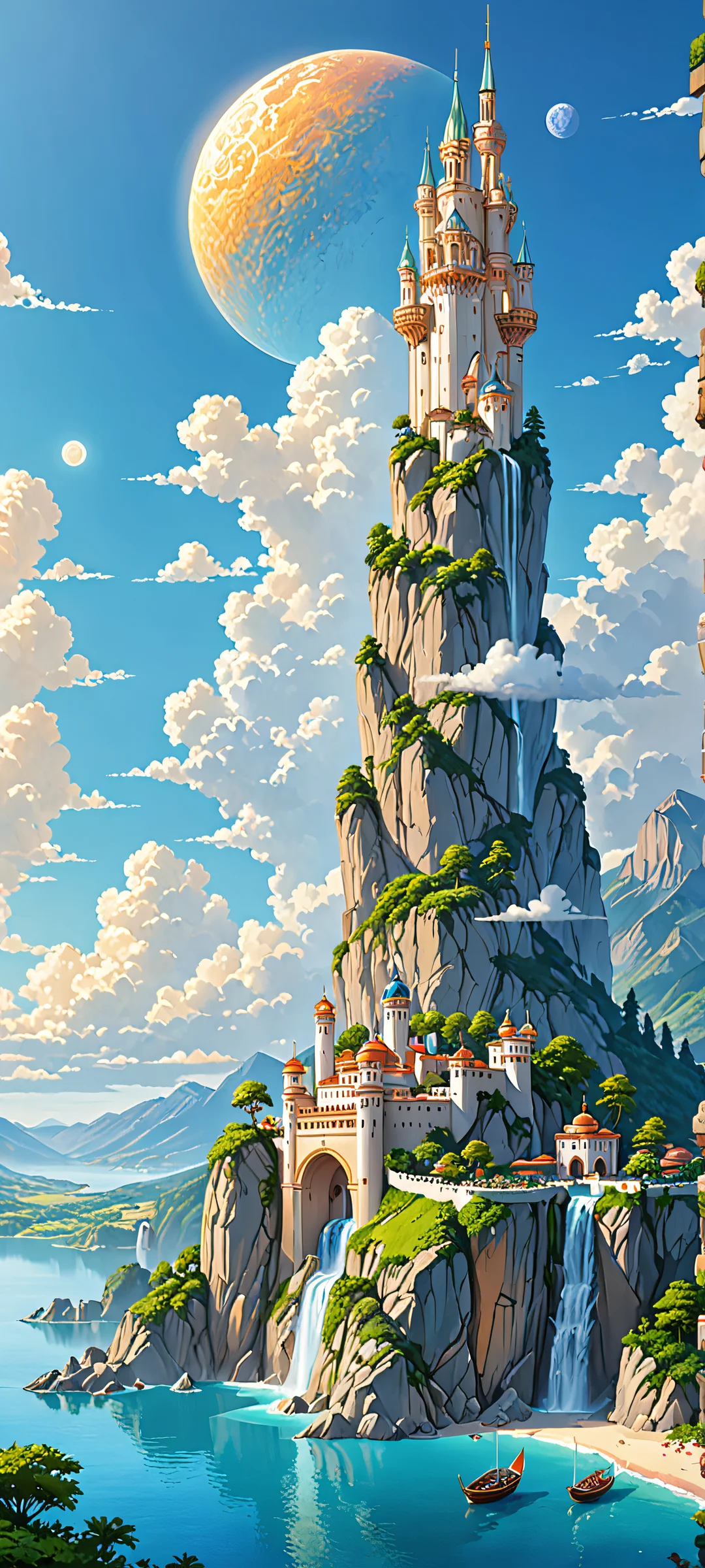 A breathtaking vertical mobile phone wallpaper of a stunning oasis scene for iPhone and Android devices.