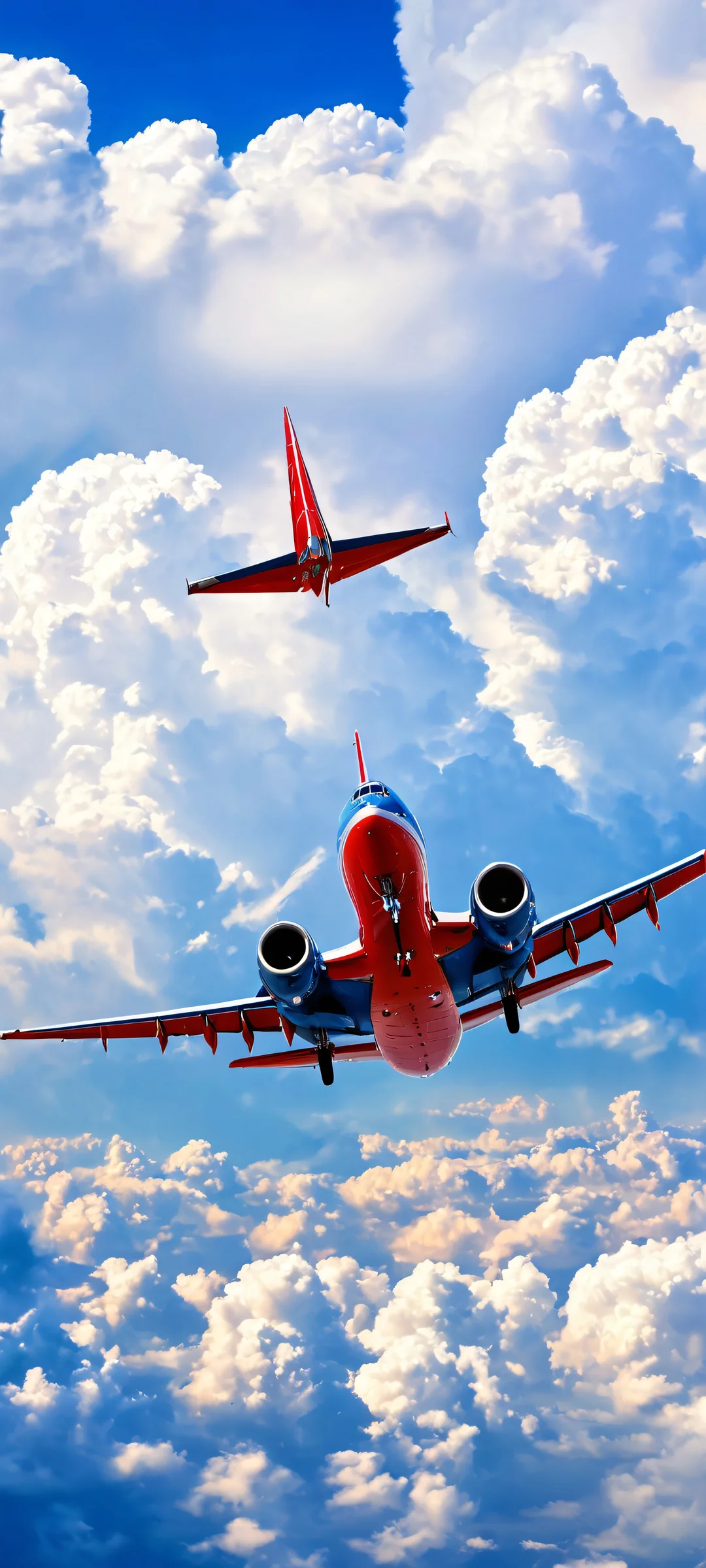 A vintage airplane soars through a cloudy sky on your iPhone or Android device.