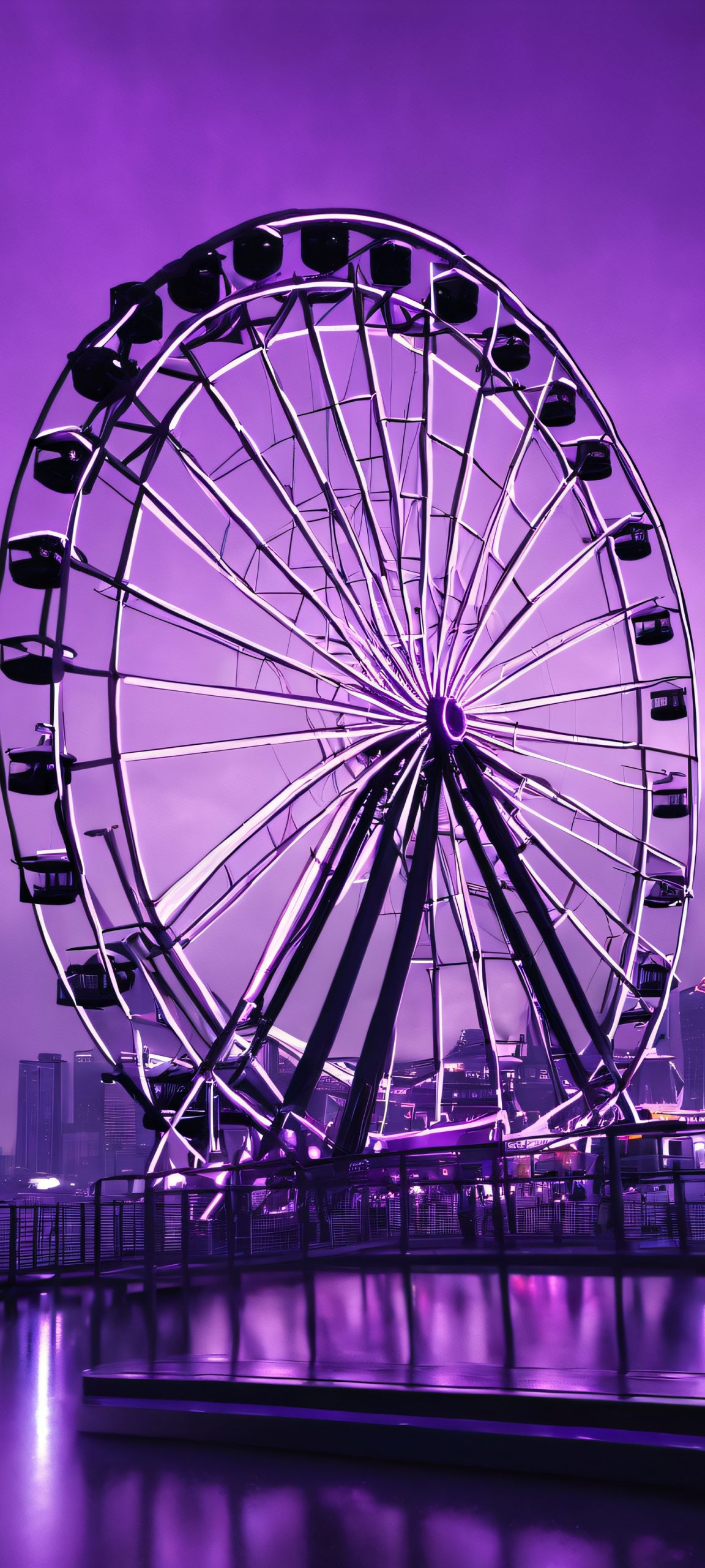 Moody Ferris Wheel cityscape mobile wallpaper for iPhone and Android. Perfectly optimized for home screens.