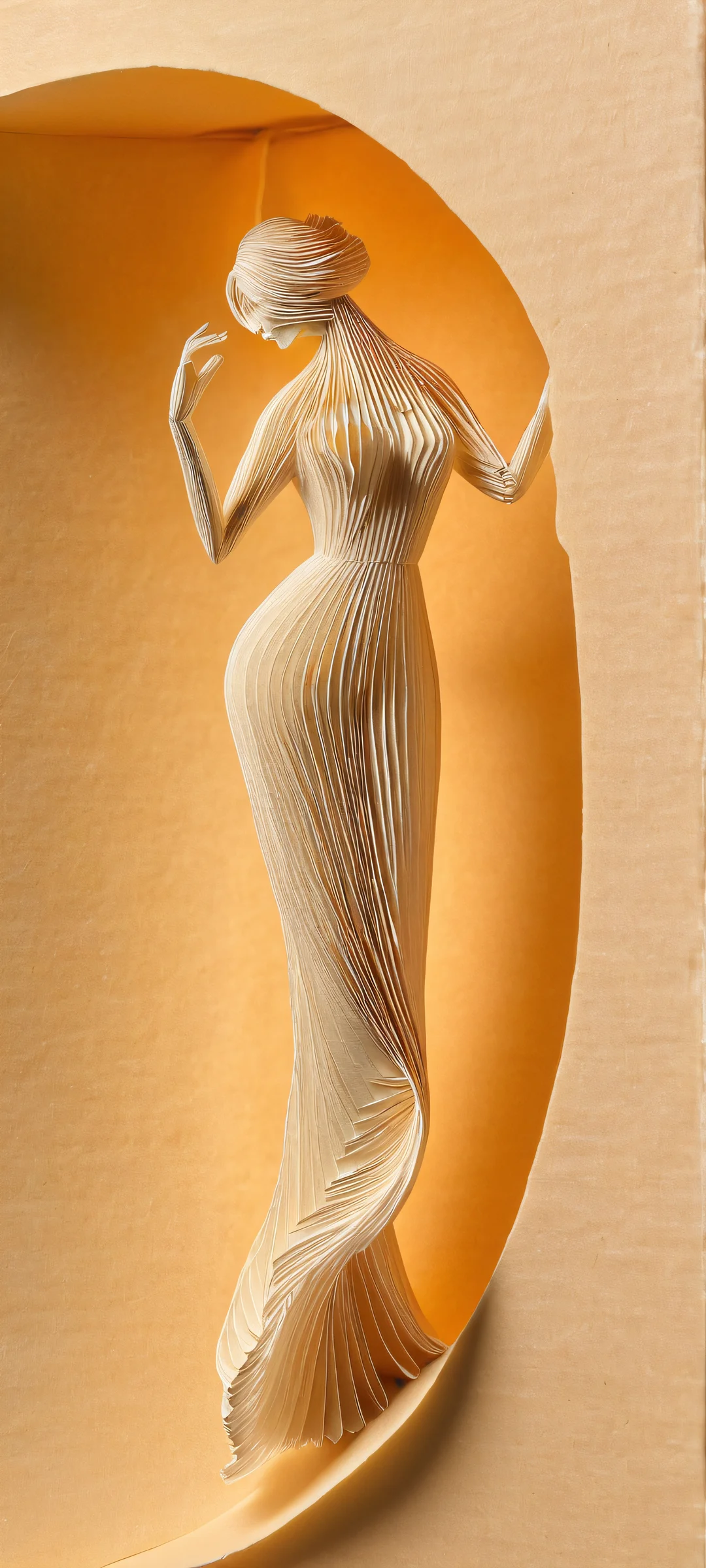 Vintage Fiber Artistry iPhone & Android Wallpaper iPhone and Android user enjoy this stunning vertical wallpaper featuring a miniature masterpiece of paper fiber figure on vintage book page with soft glow, perfect for home screen