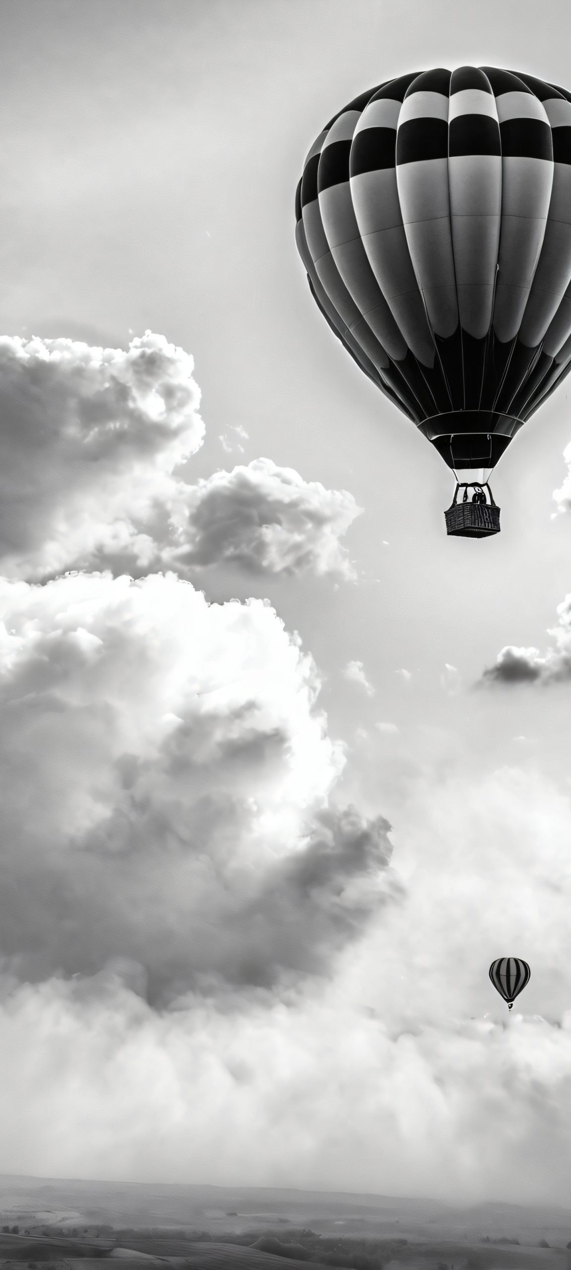 A vintage hot air balloon soaring through a cloudy sky, perfectly optimized for iPhone, Samsung Galaxy, and Android home screens.