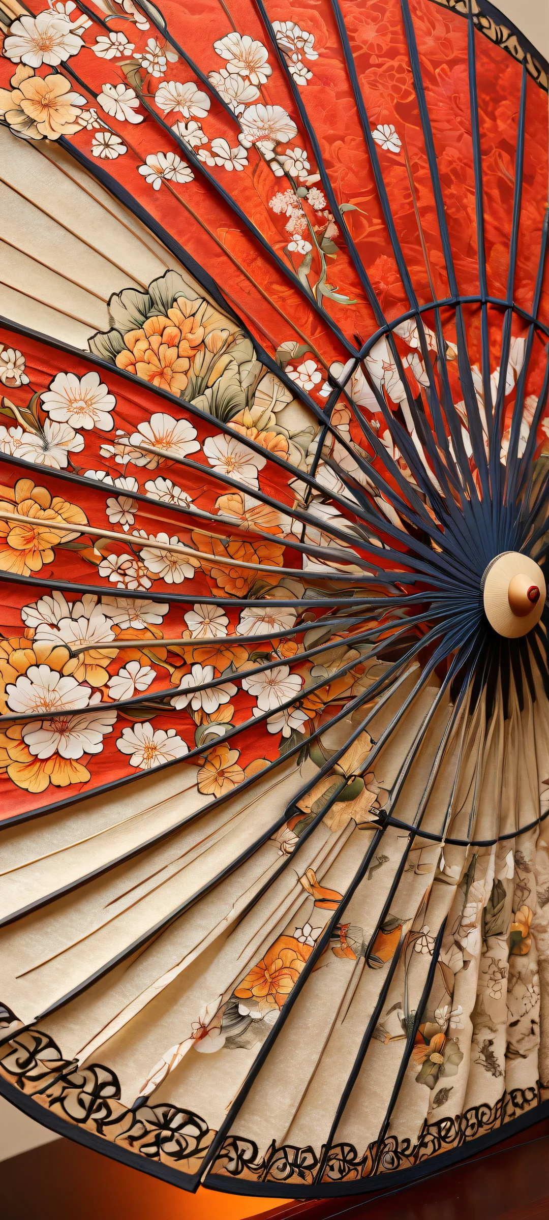 Elegant vintage Japanese fans on a serene background for iPhone/Android home screens