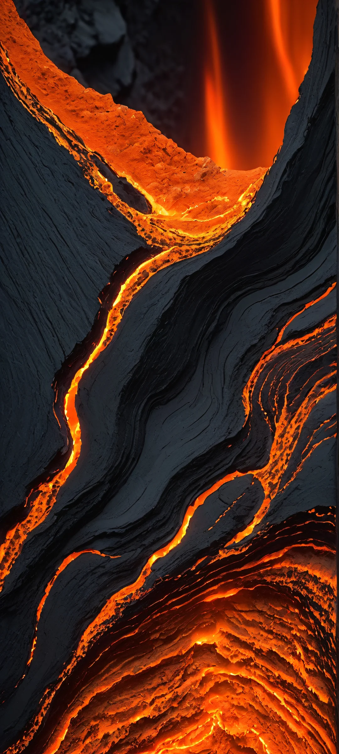 Volcanic Aurora Masterpiece Lock Screen for iOS & Android Aurora Volcano iPhone and Android Wallpaper - A breathtaking view of a volcanic eruption set against the backdrop of a vibrant orange aurora borealis. Perfectly optimized for iPhone, Samsung Galaxy, and Android home screens.