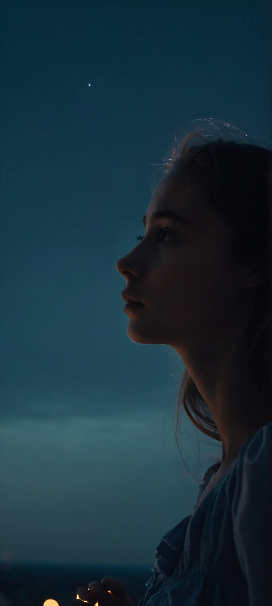 A stunning celestial landscape of a girl under the dark sky, perfectly optimized for iPhone and Android home screens.