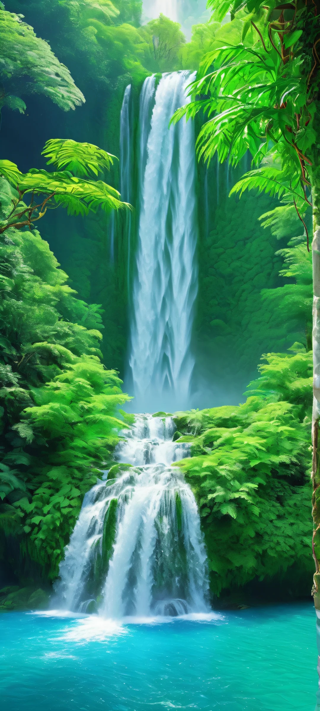 Breathtaking waterfall scene for iPhone and Android home screens