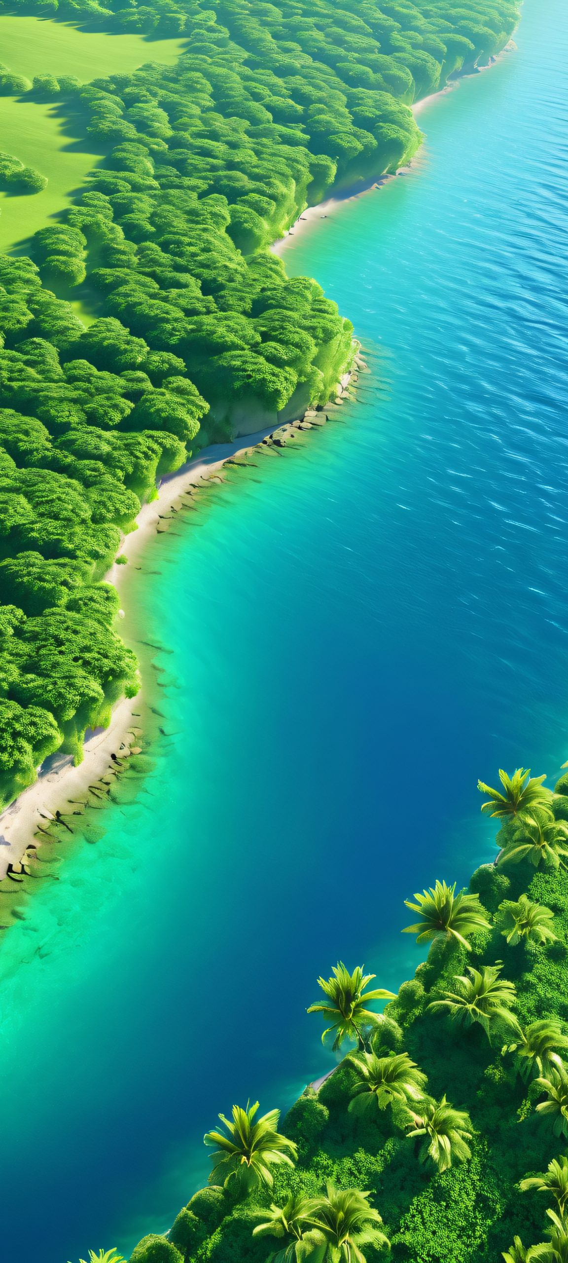 Sunny coastal waterway scenery for iPhone/Android, perfect for home screens